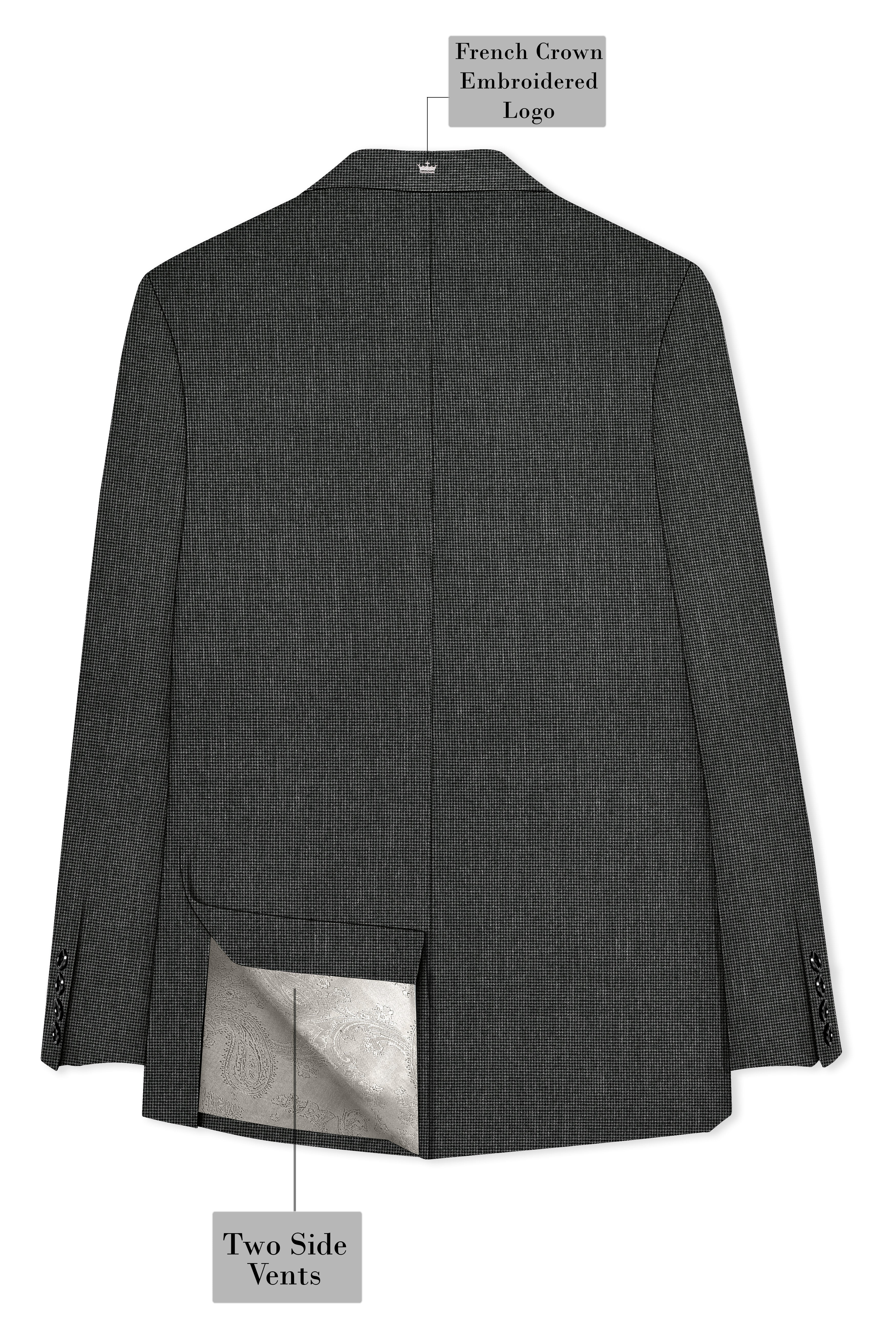 Cinerro-Mine Shaft Gray Houndstooth Wool Rich Textured Double Breasted Suit