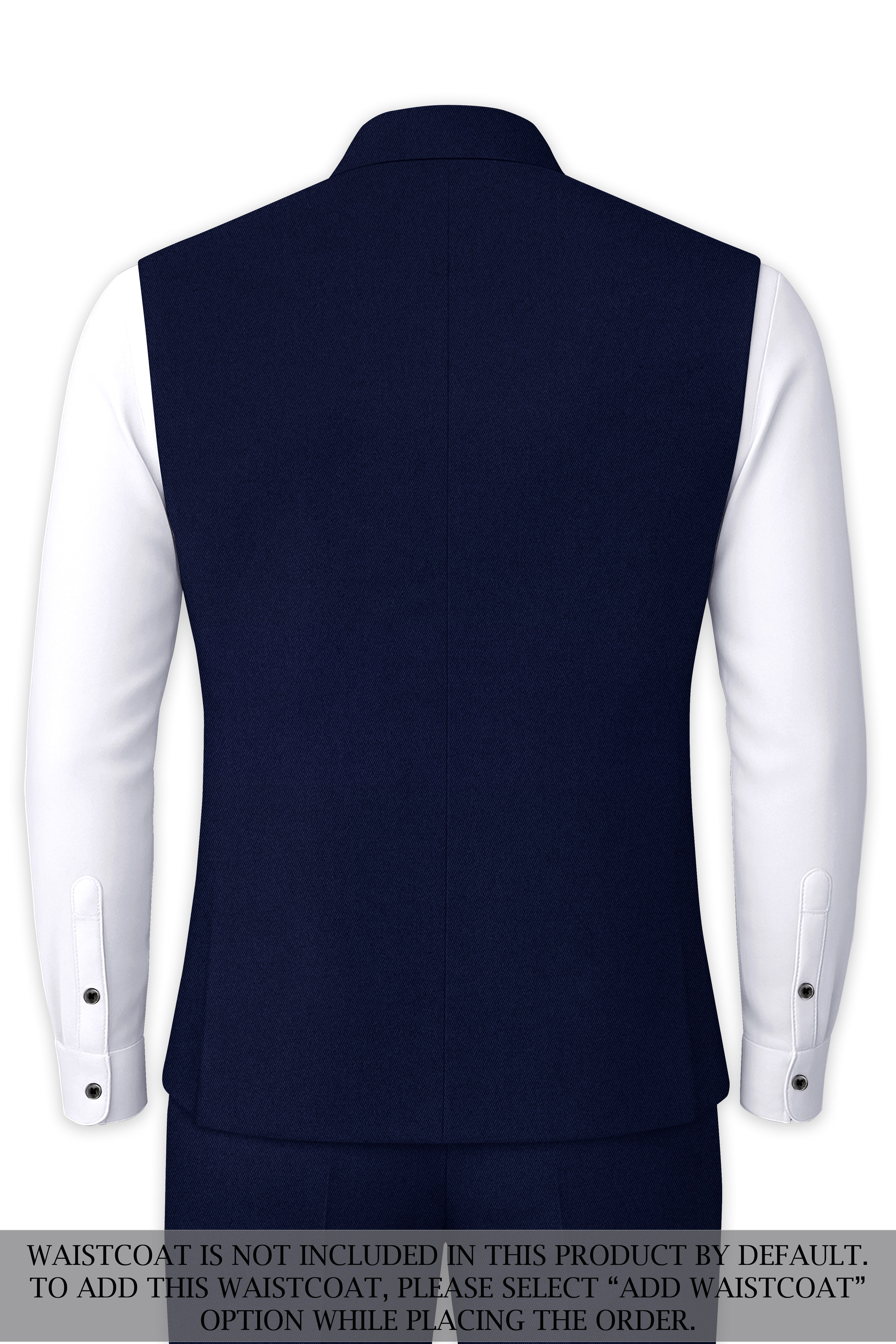 Indavor-Cinder Blue Wool Rich Cross Placket Bandhgala Suit