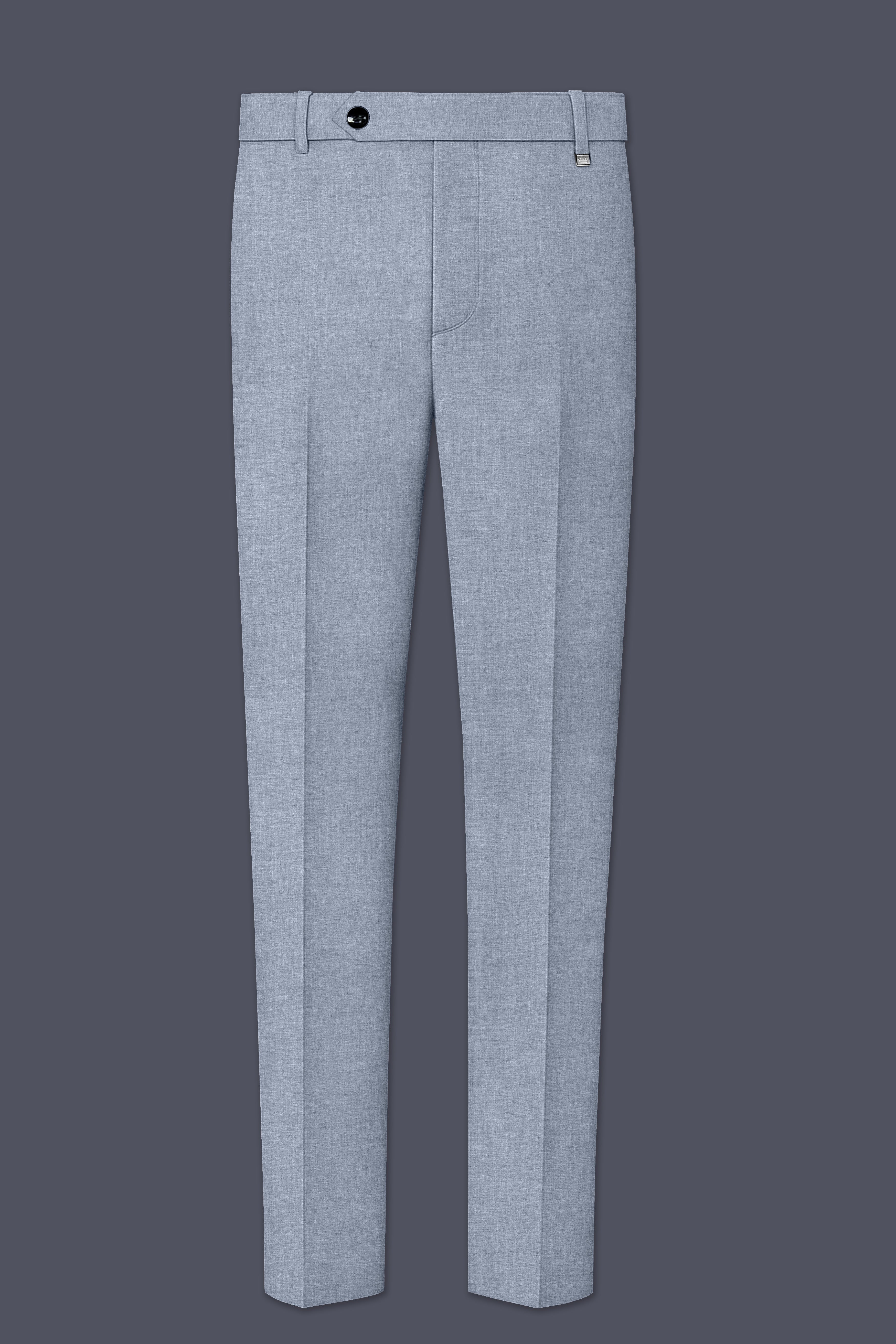 Argento-Cadet Gray Solid Wool Rich Double Breasted Suit