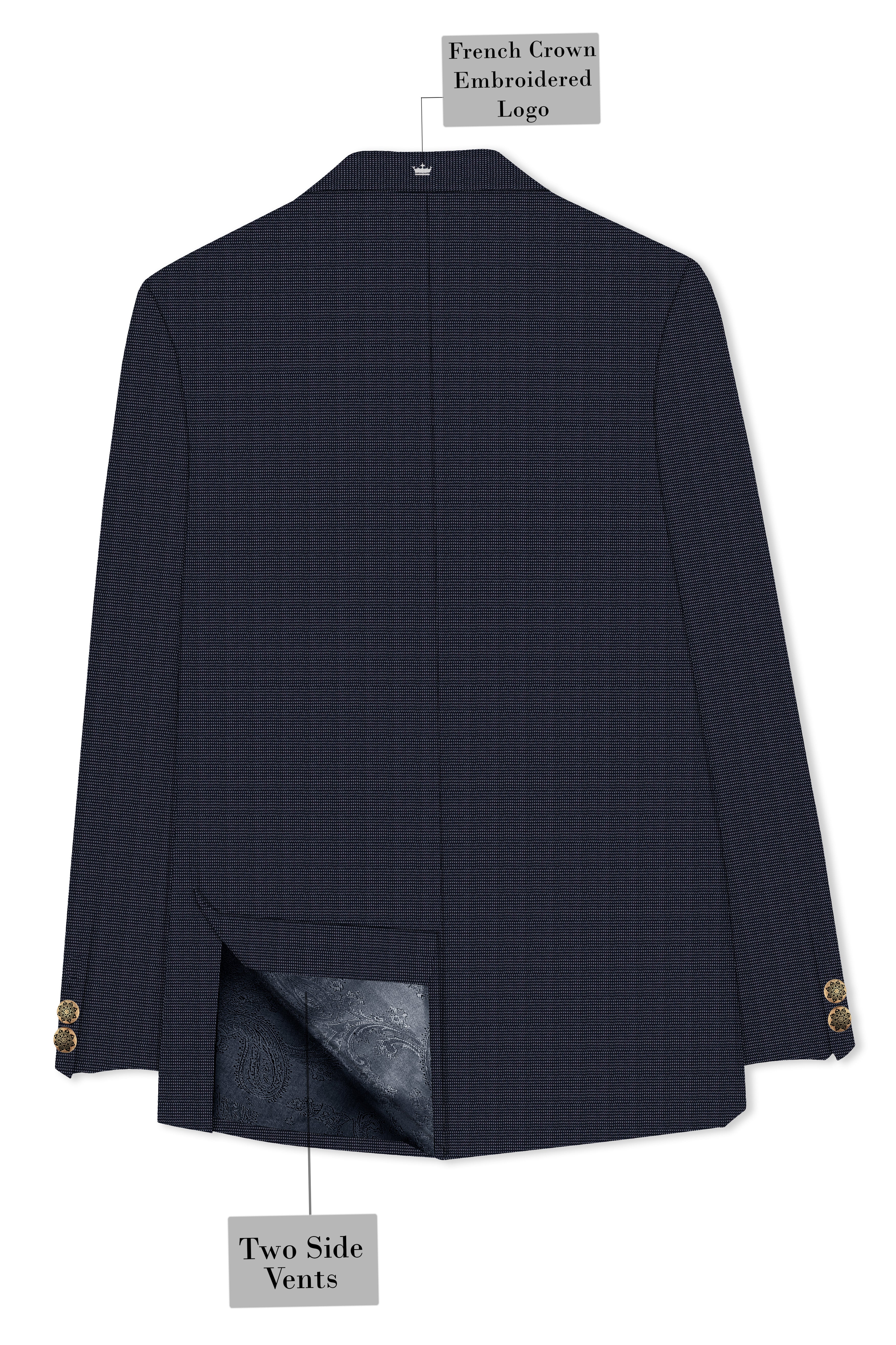 Volrano-Vulcan Blue Textured Premium Cotton Bandhgala Suit
