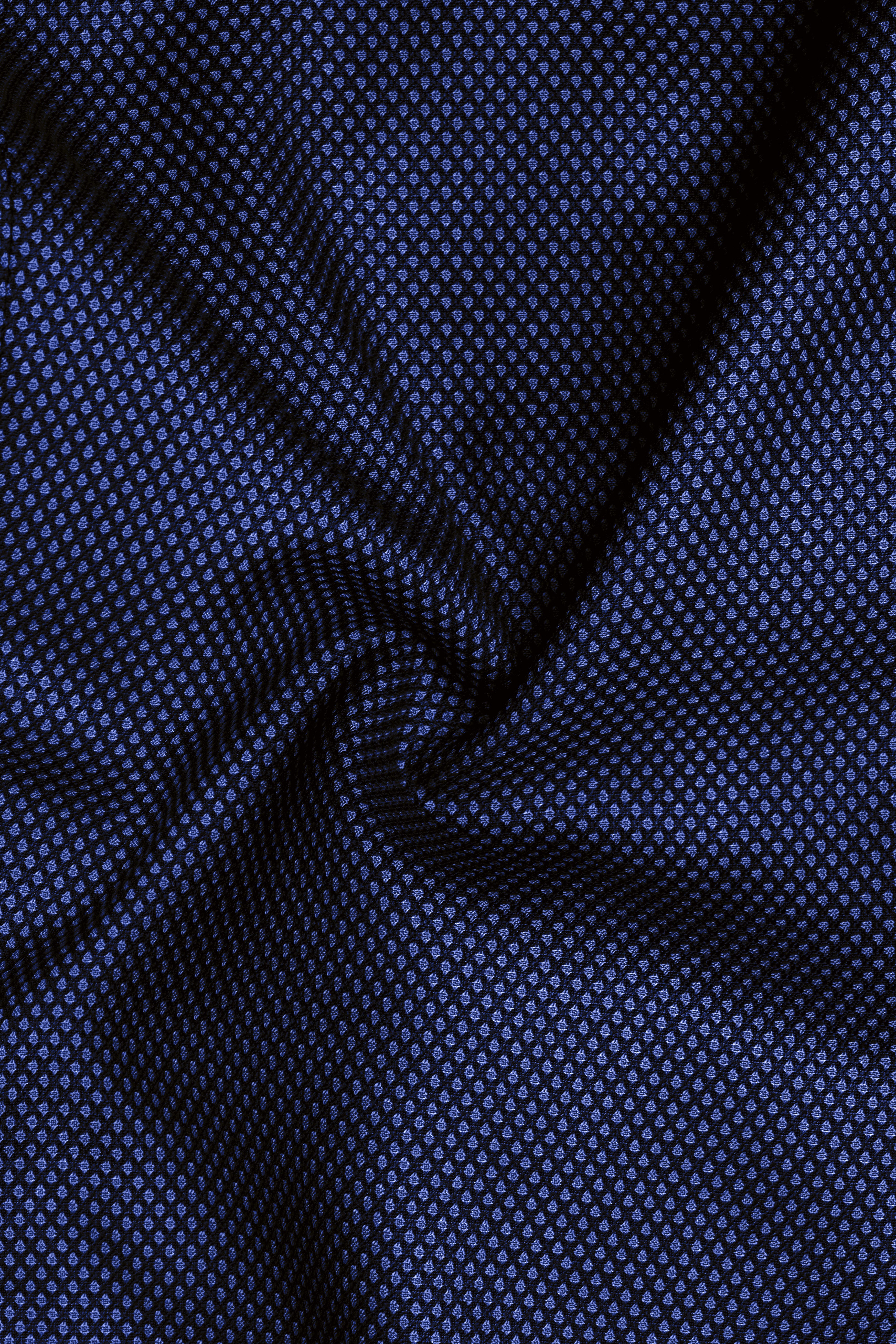 Tenebro-Midnight Blue Textured Wool Rich Cross Placket Bandhgala Suit