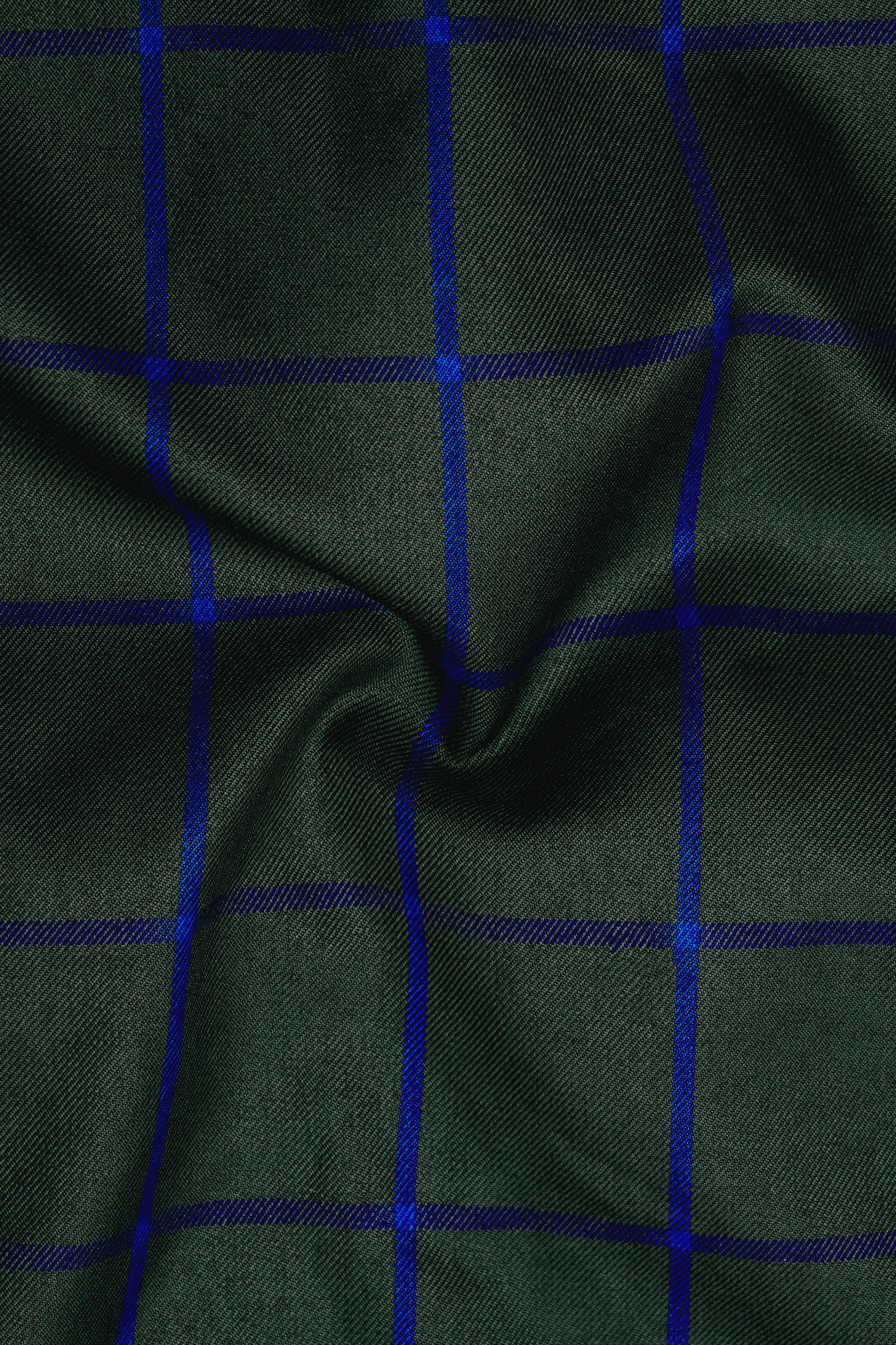 Virenzor-Thunder Green Windowpane Wool Rich Single Breasted Suit