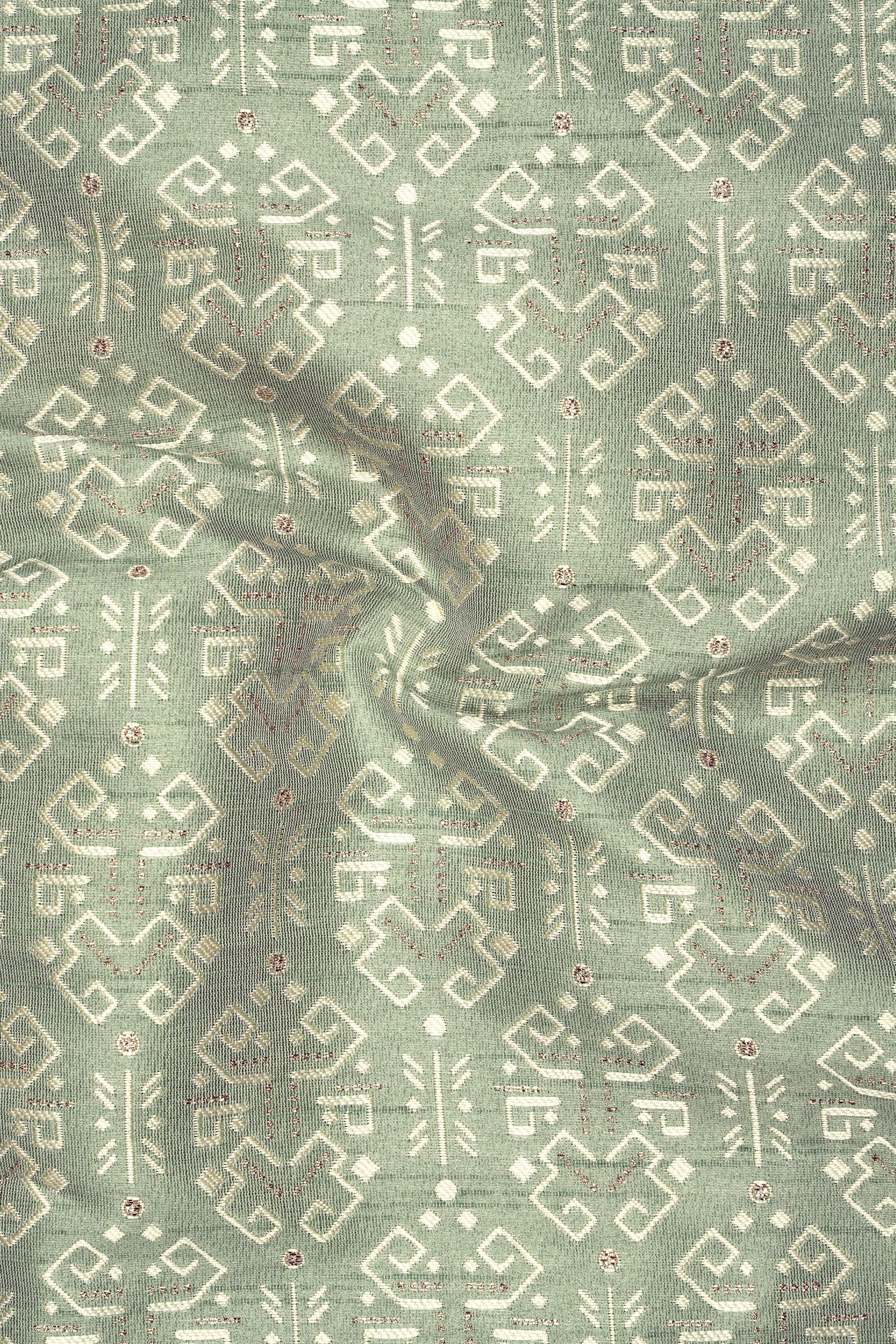 Verlino-Pumice Green and White Jacquard Textured Designer Tuxedo Suit