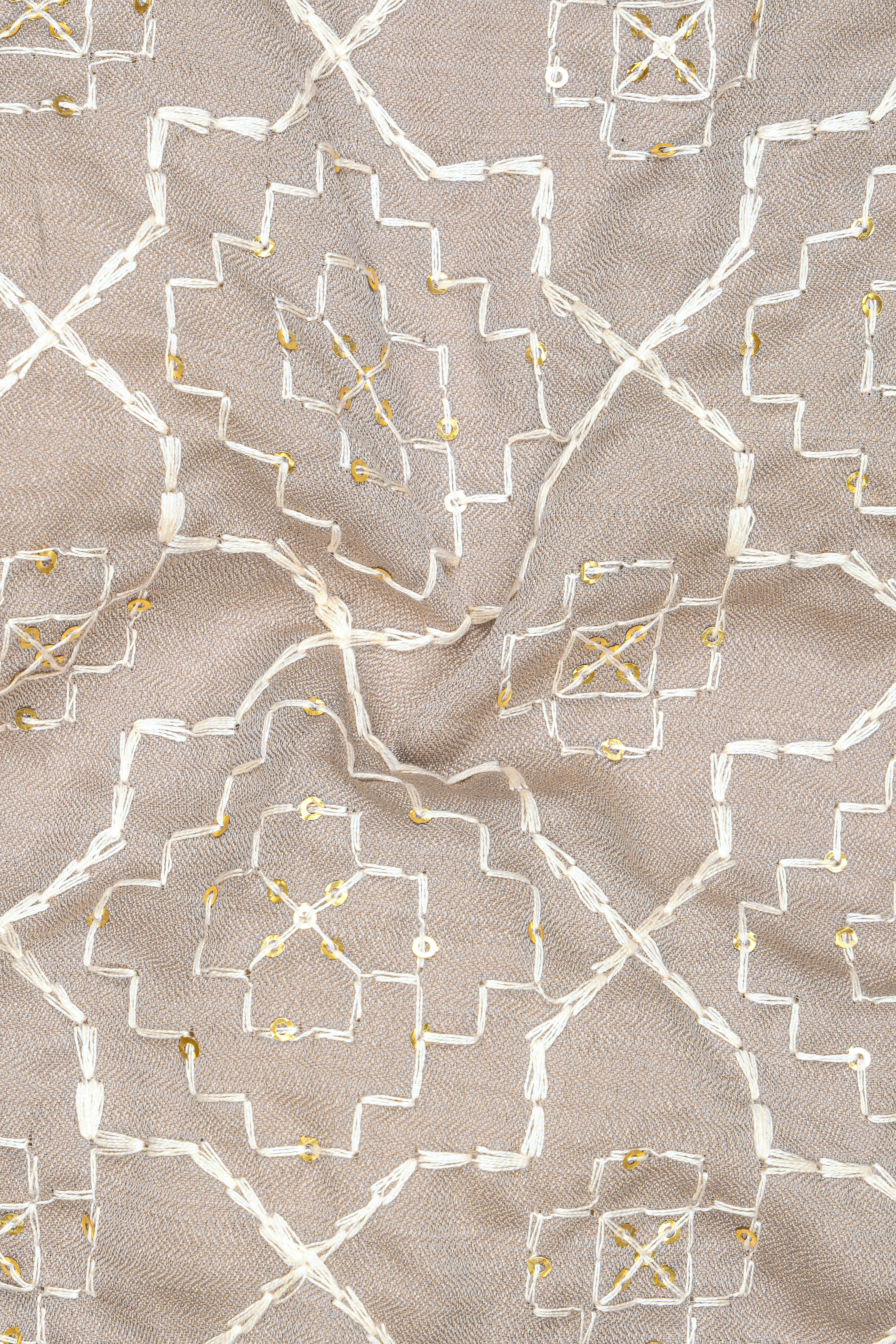 Aurellis-Chalice Brown Trellis Pattern Thread and Sequin Embroidered Viscose Designer Tuxedo Suit