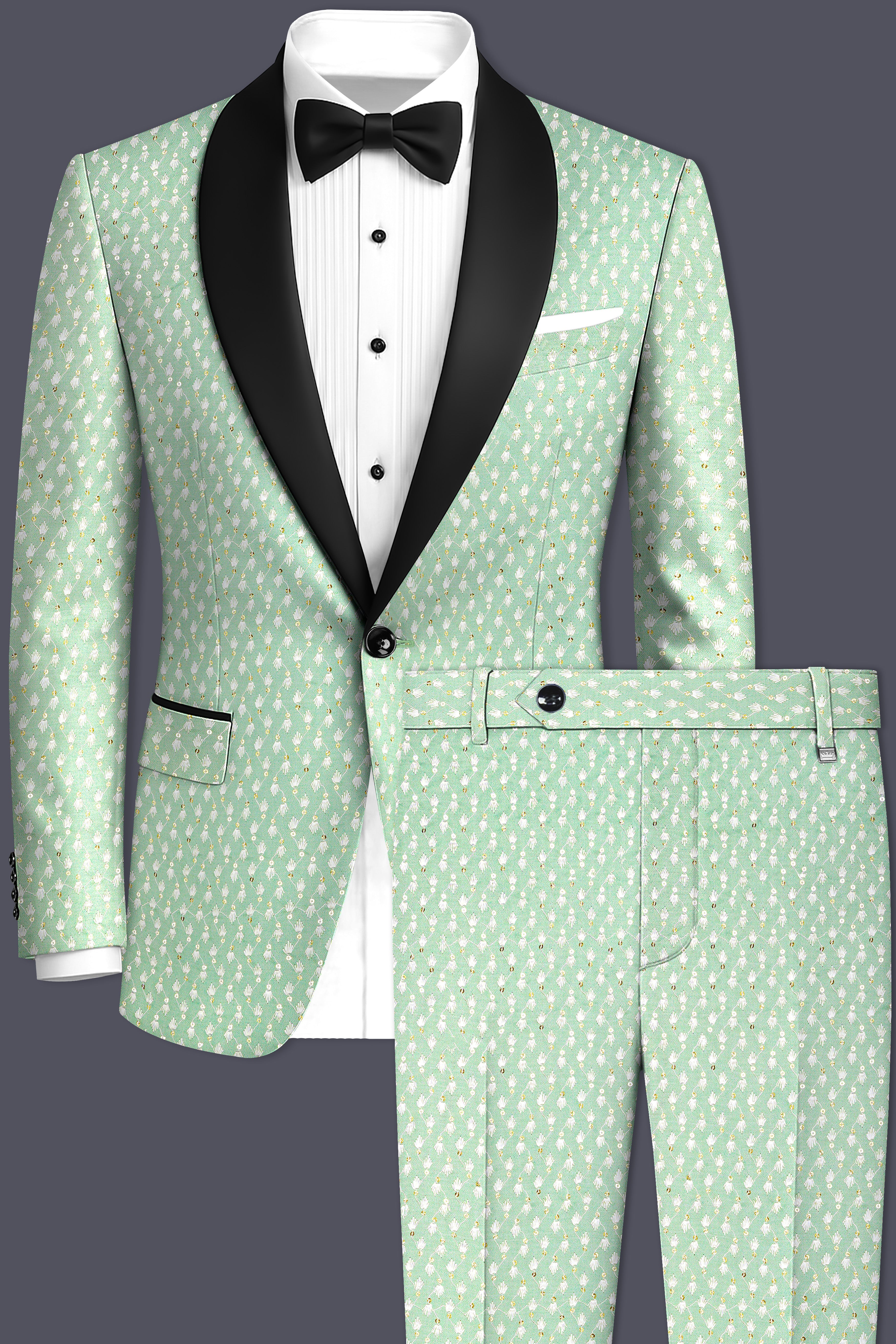 Veressa-Tasman Green Embroidered Viscose Designer Tuxedo Suit