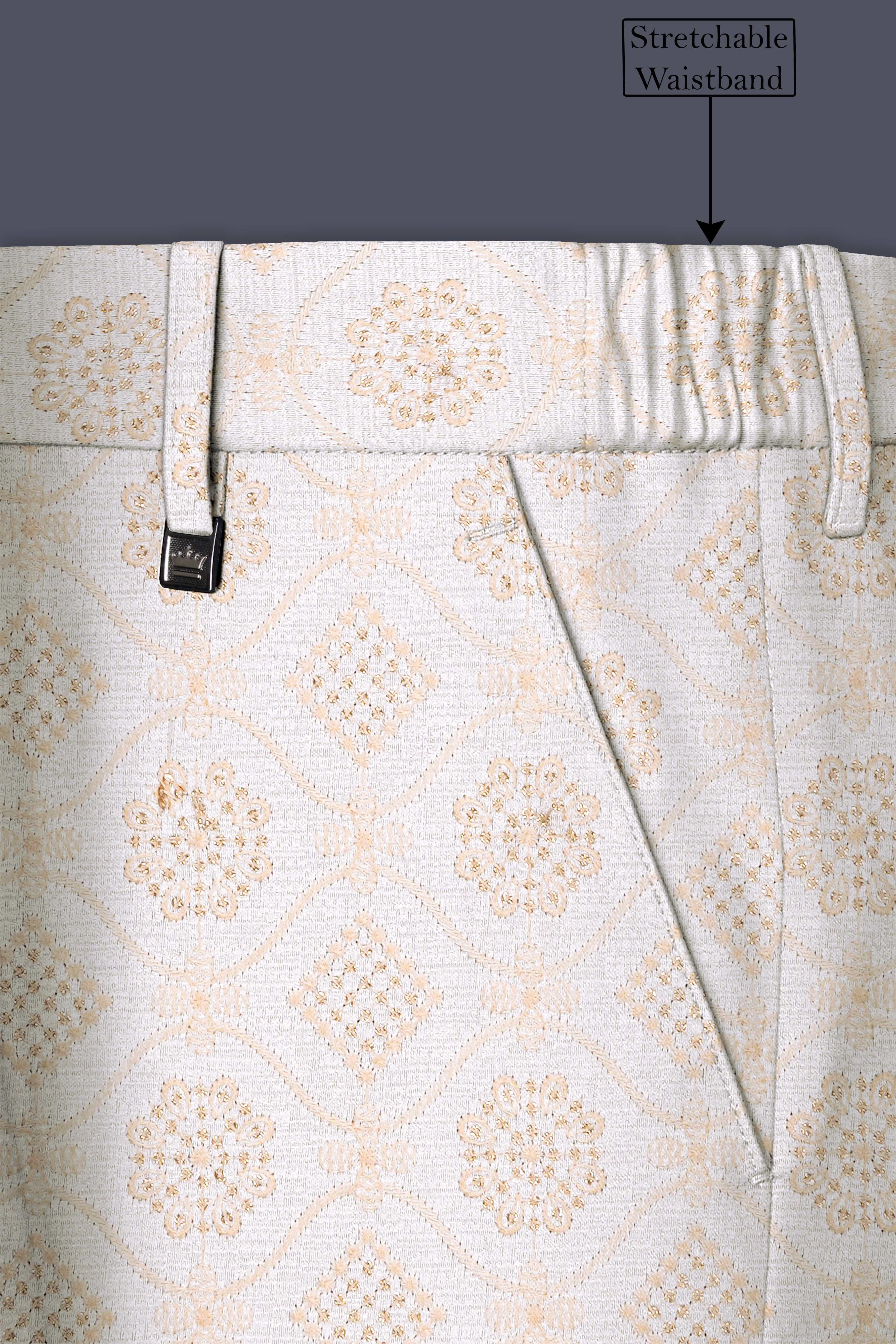 Aurevia-Spanish Cream and Flamingo Peach Thread and Sequin Embroidered Designer Tuxedo Suit