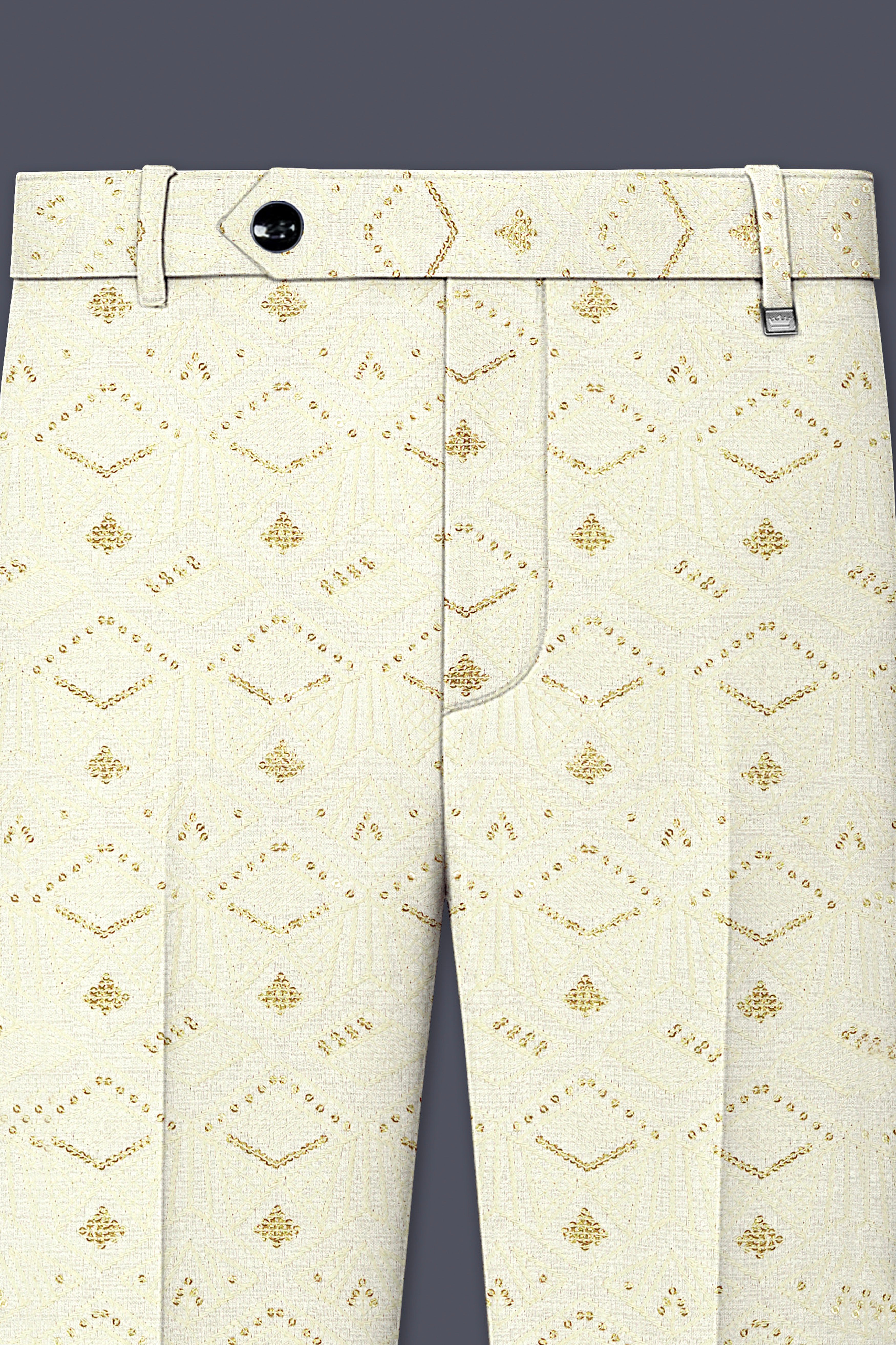 Ivrosa-Porcelain Cream and Apricot Peach Multicolour Thread and Sequin Embroidered Designer Suit