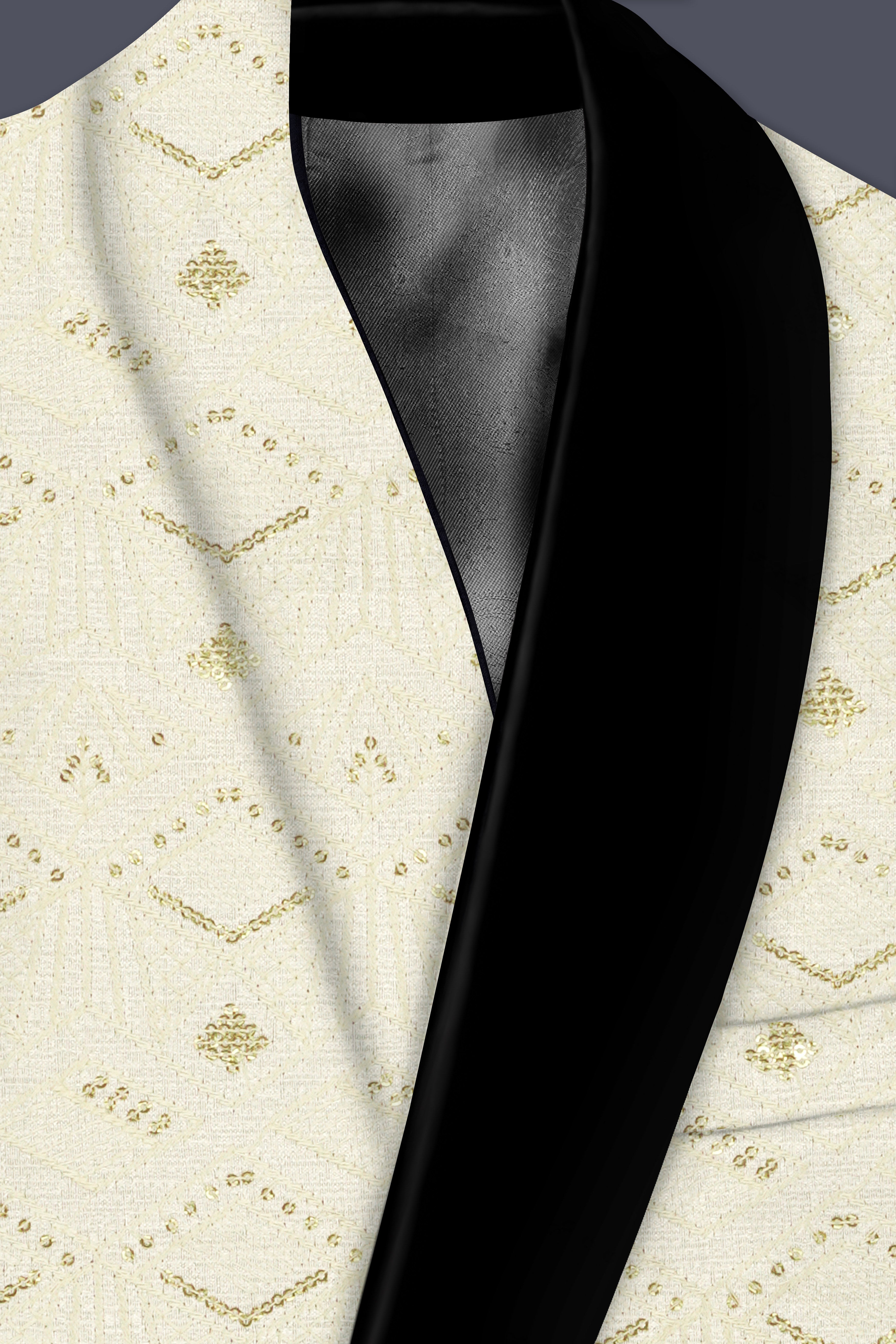 Ivrosa-Porcelain Cream and Apricot Peach Multicolour Thread and Sequin Embroidered Designer Suit