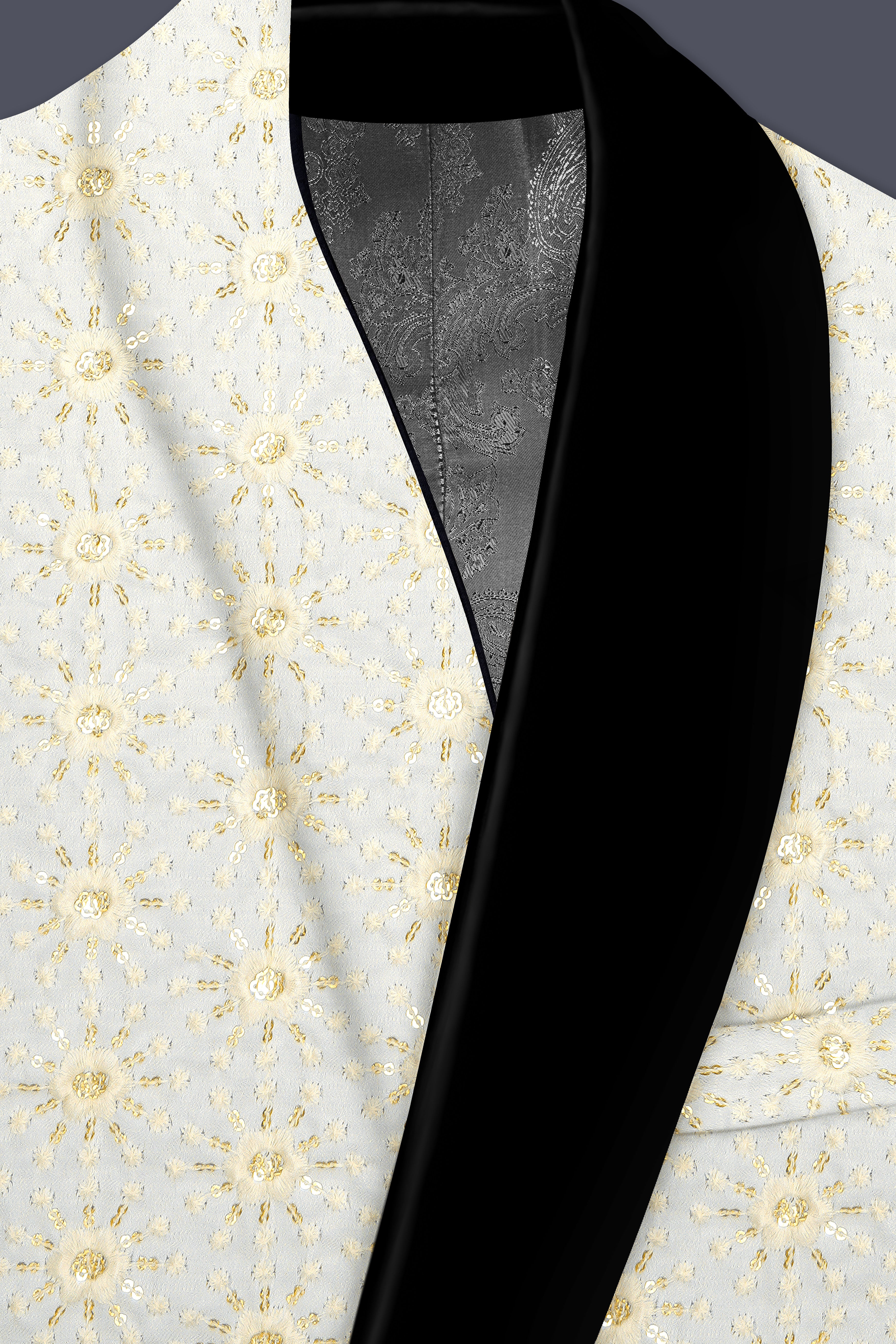 Viscara-Parchment Cream Embroidered Viscose Designer Tuxedo Suit