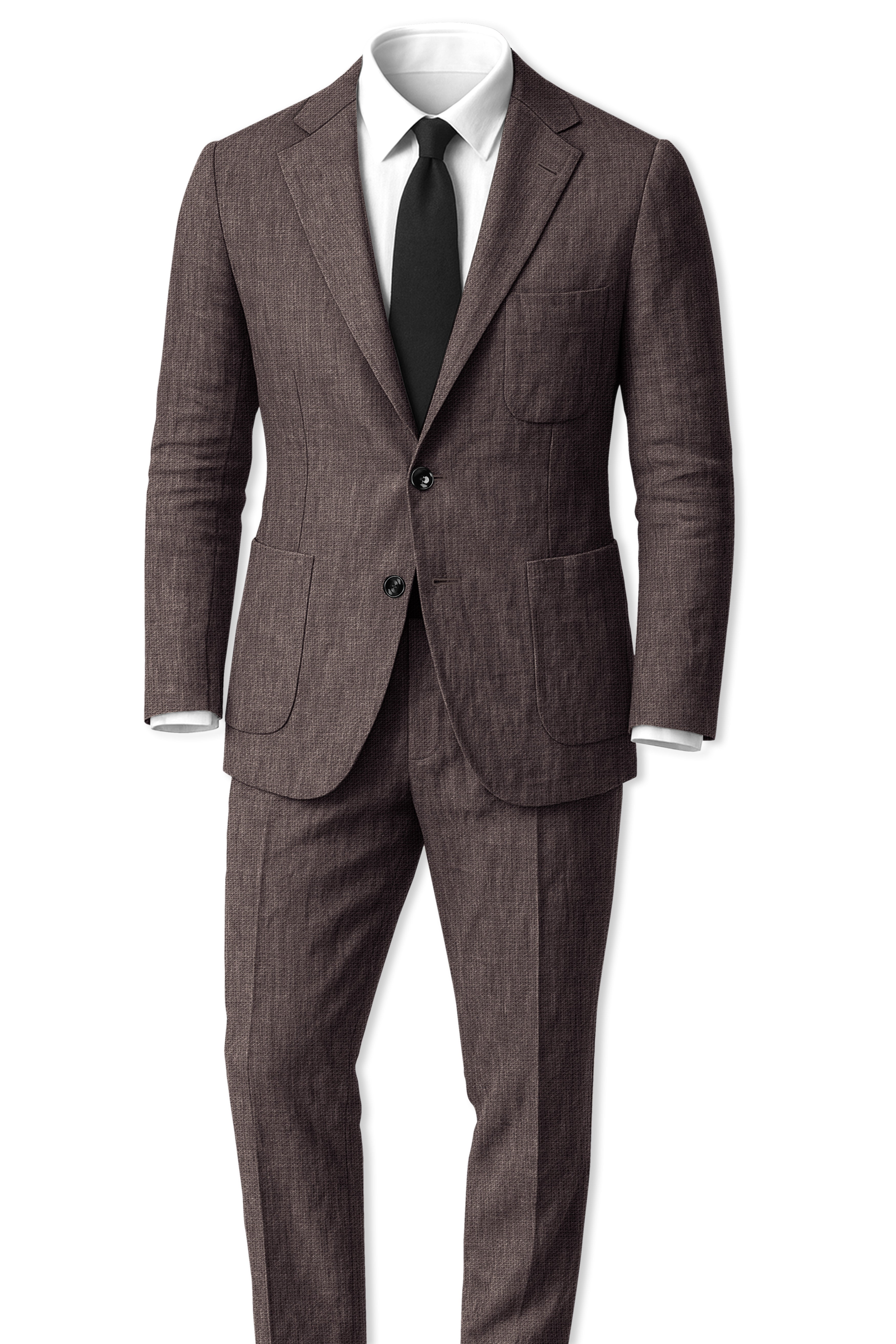 Terravo-Iridium Brown Luxurious Linen Single Breasted Sports Suit