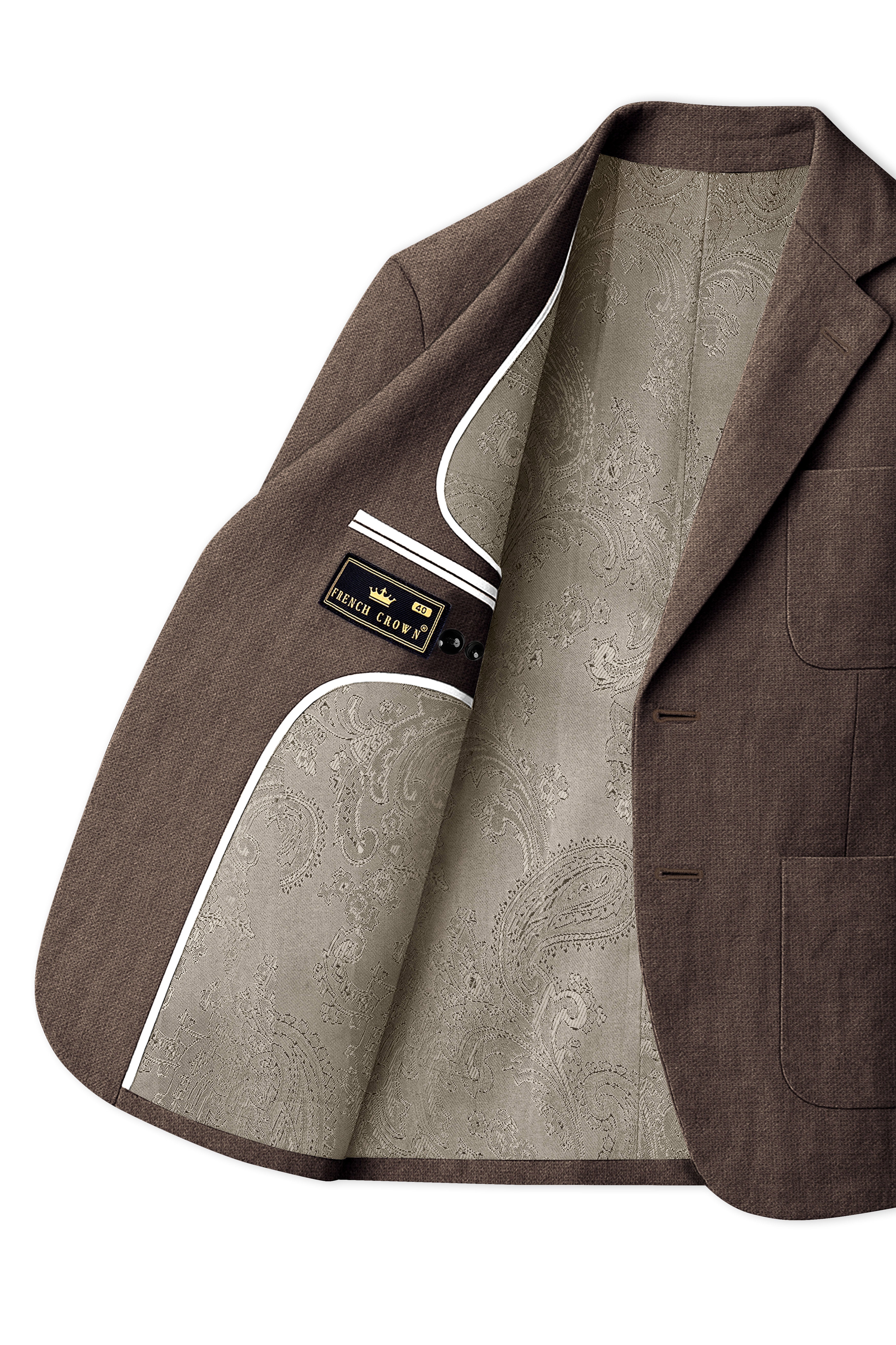 Velbrun-Kabul Brown Luxurious Linen Single Breasted Sports Suit