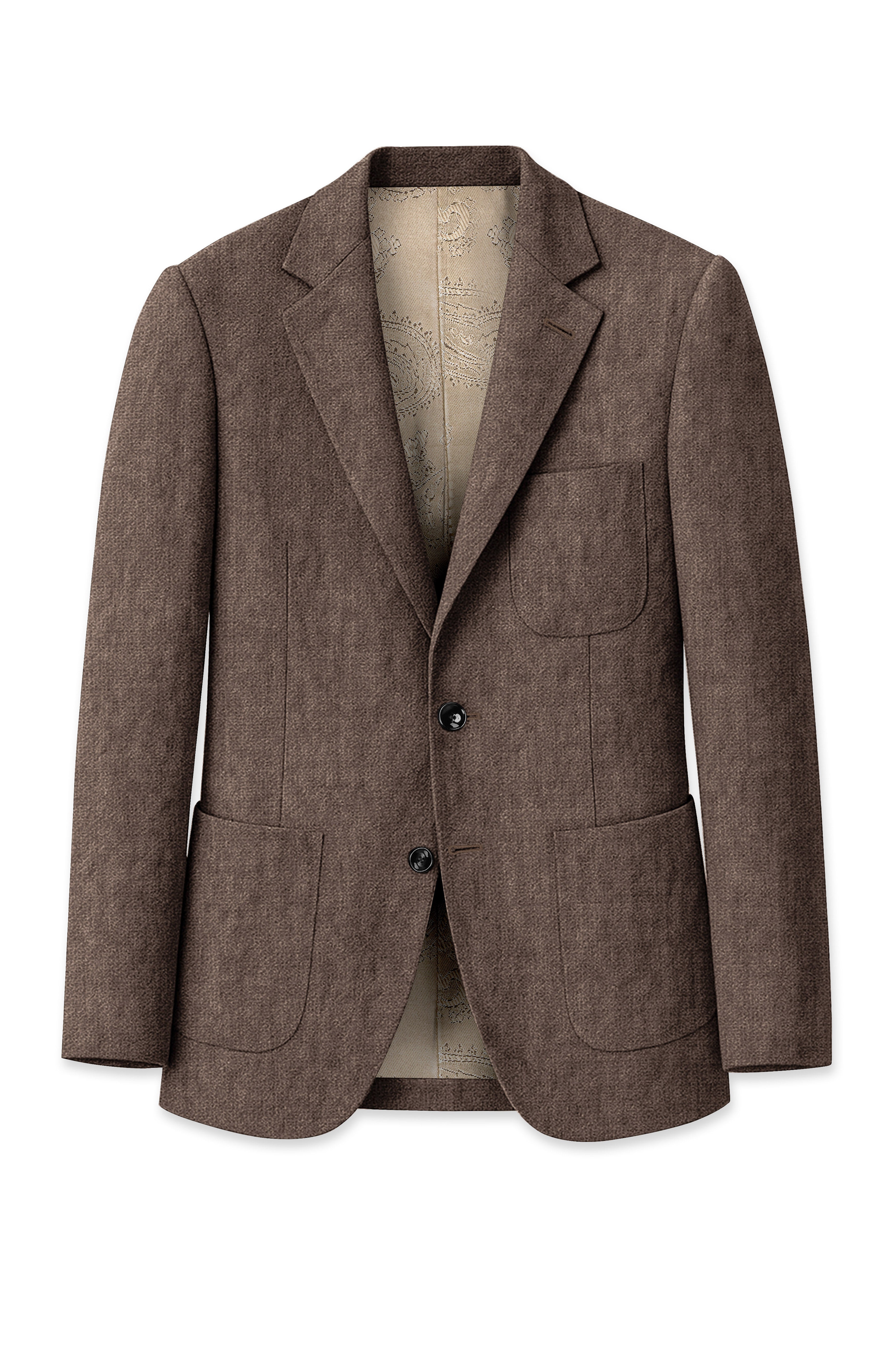 Velbrun-Kabul Brown Luxurious Linen Single Breasted Sports Suit