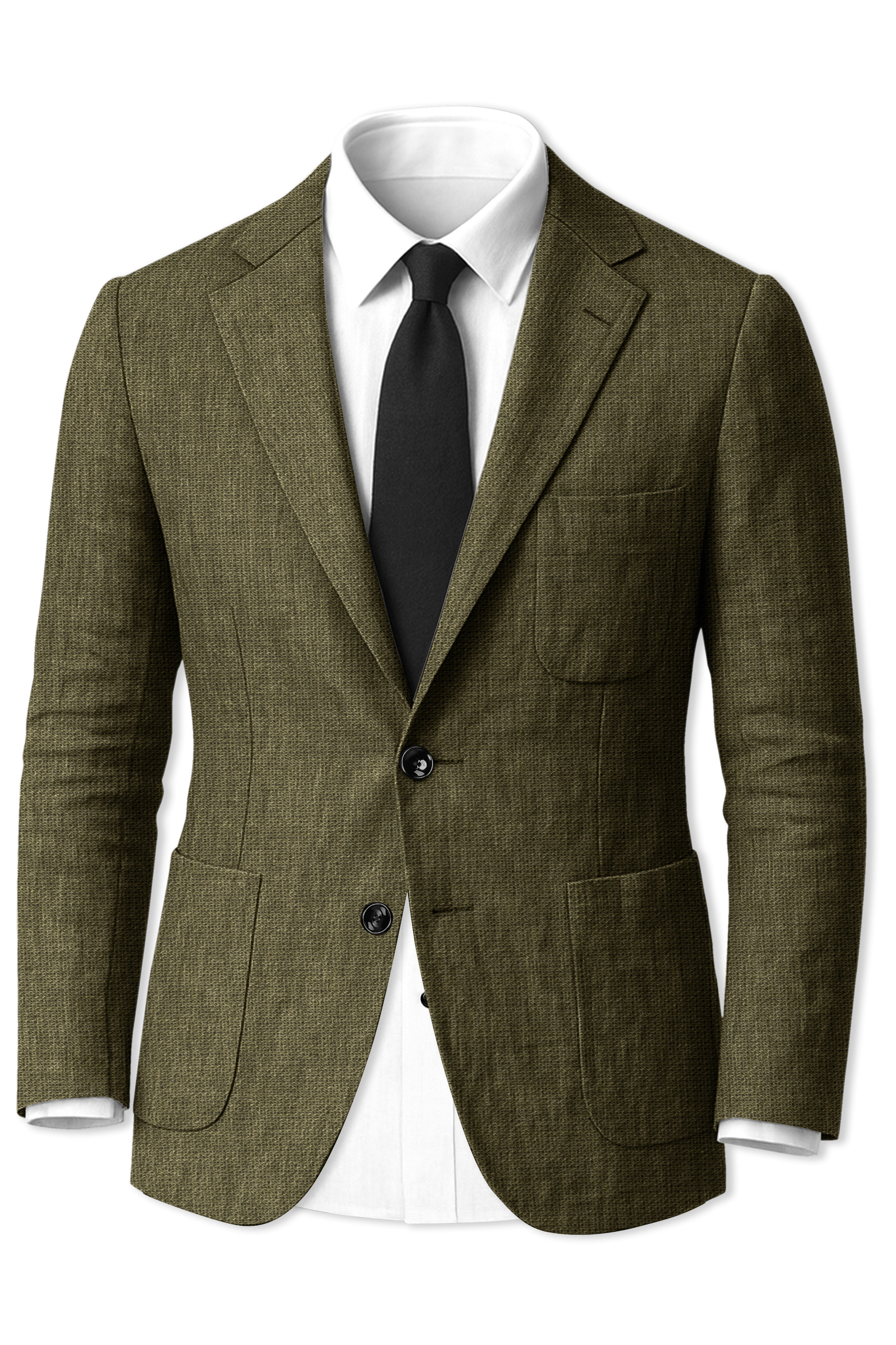 Virenza-Birch Green Luxurious Linen Single Breasted Sports Suit