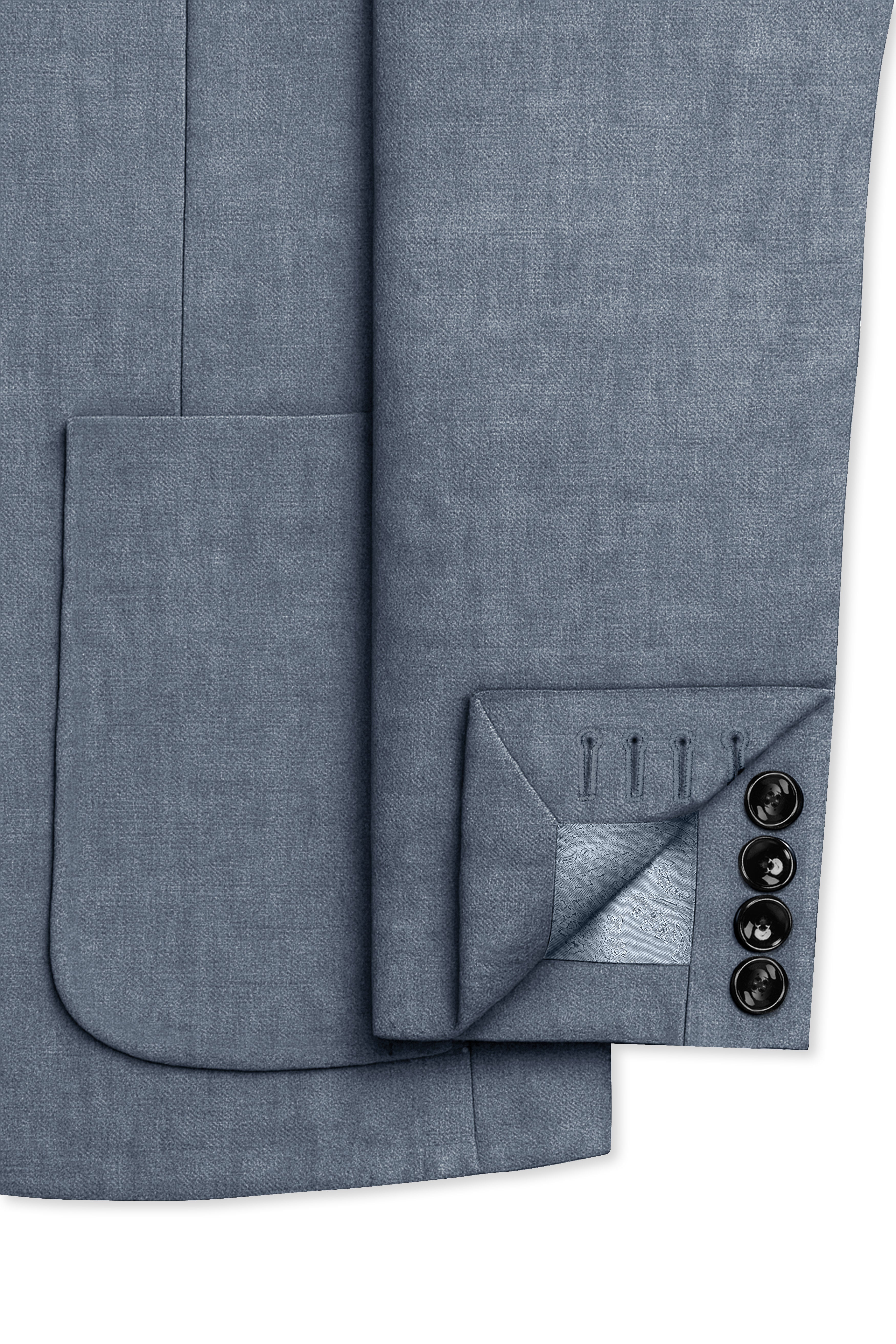 Azurven-Cadet Blue Luxurious Linen Single Breasted Sports Suit