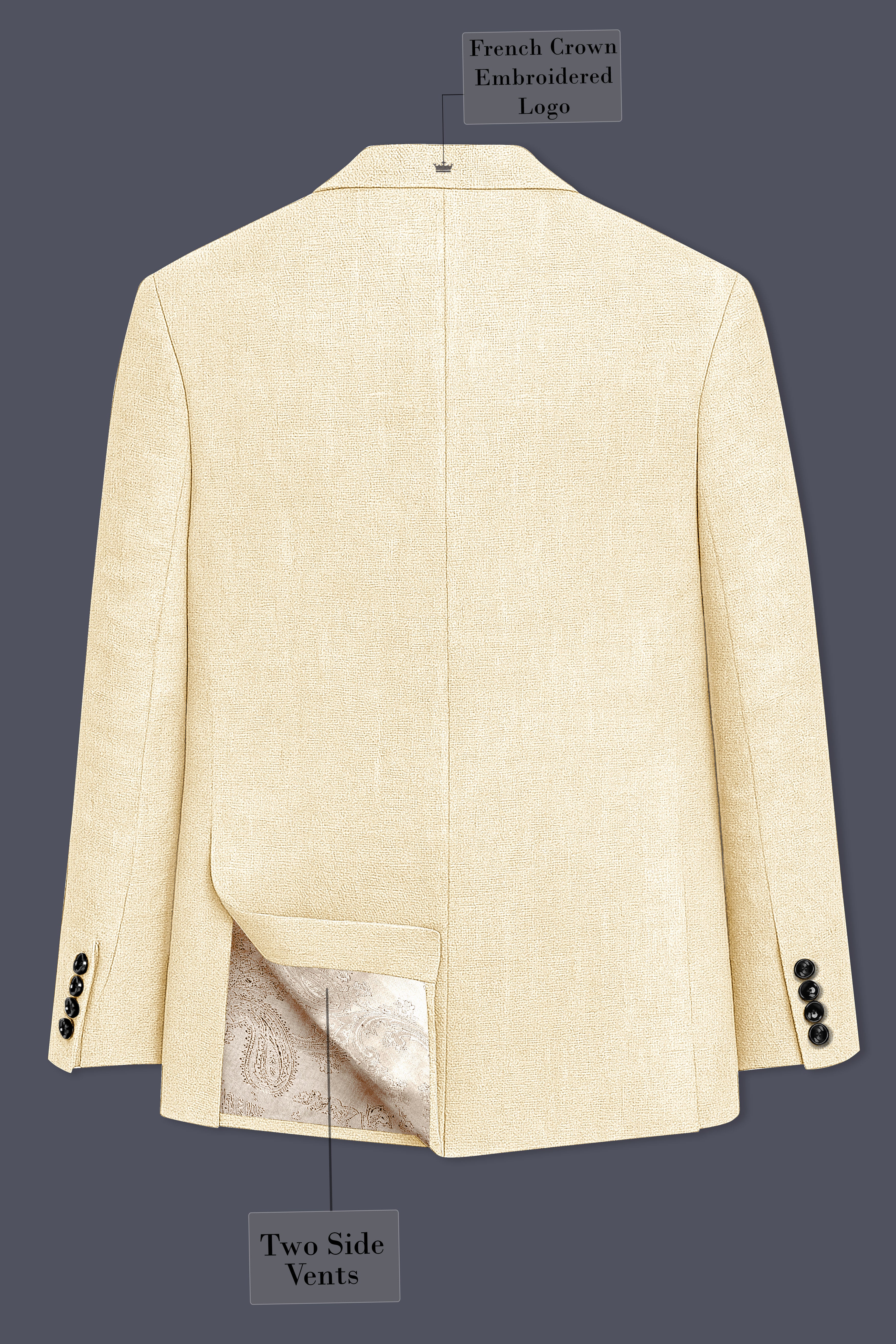 Crevano-Tequila Cream Luxurious Linen Single Breasted Sports Suit