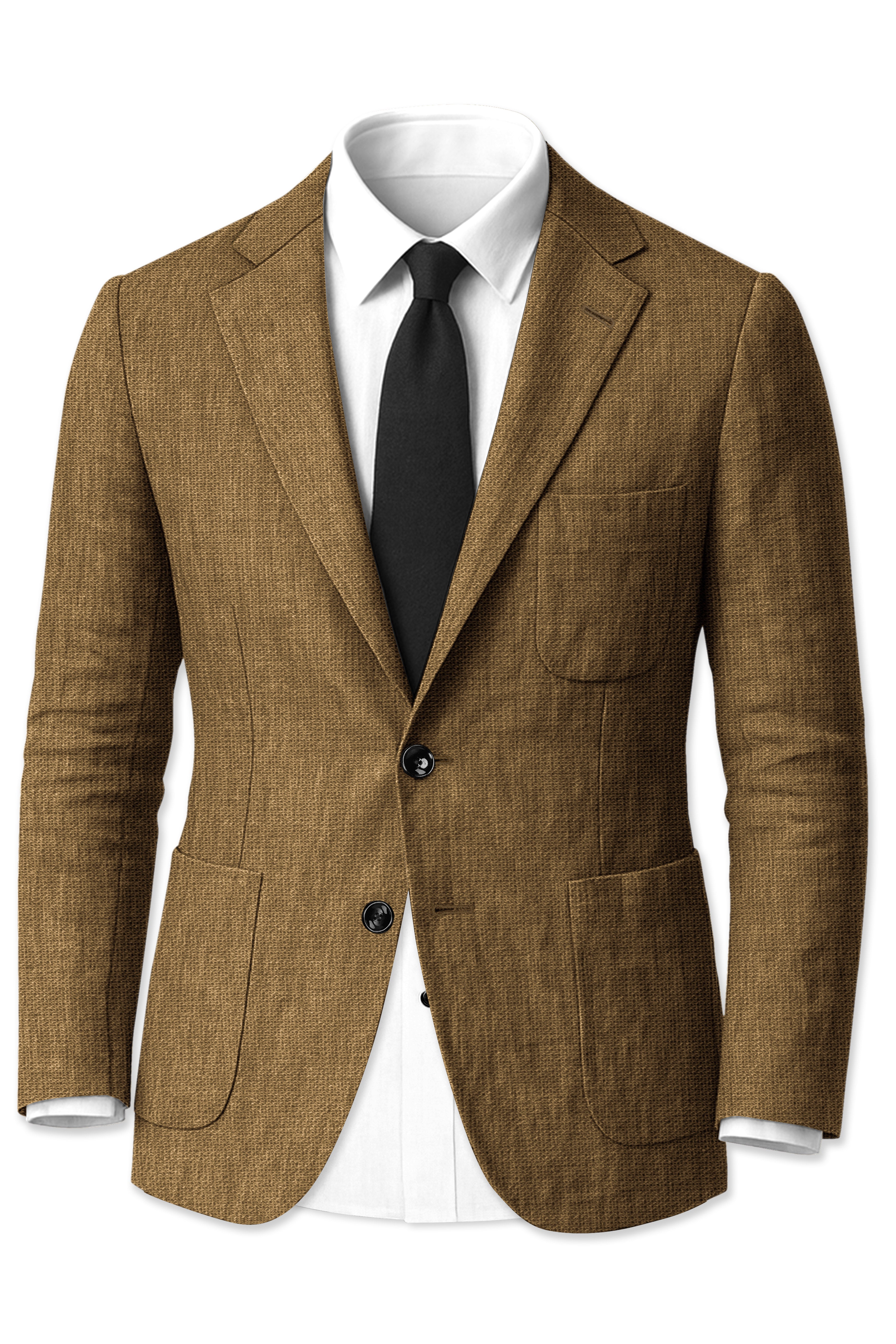 Brunoro-Shadow Brown Luxurious Linen Single Breasted Sports Suit