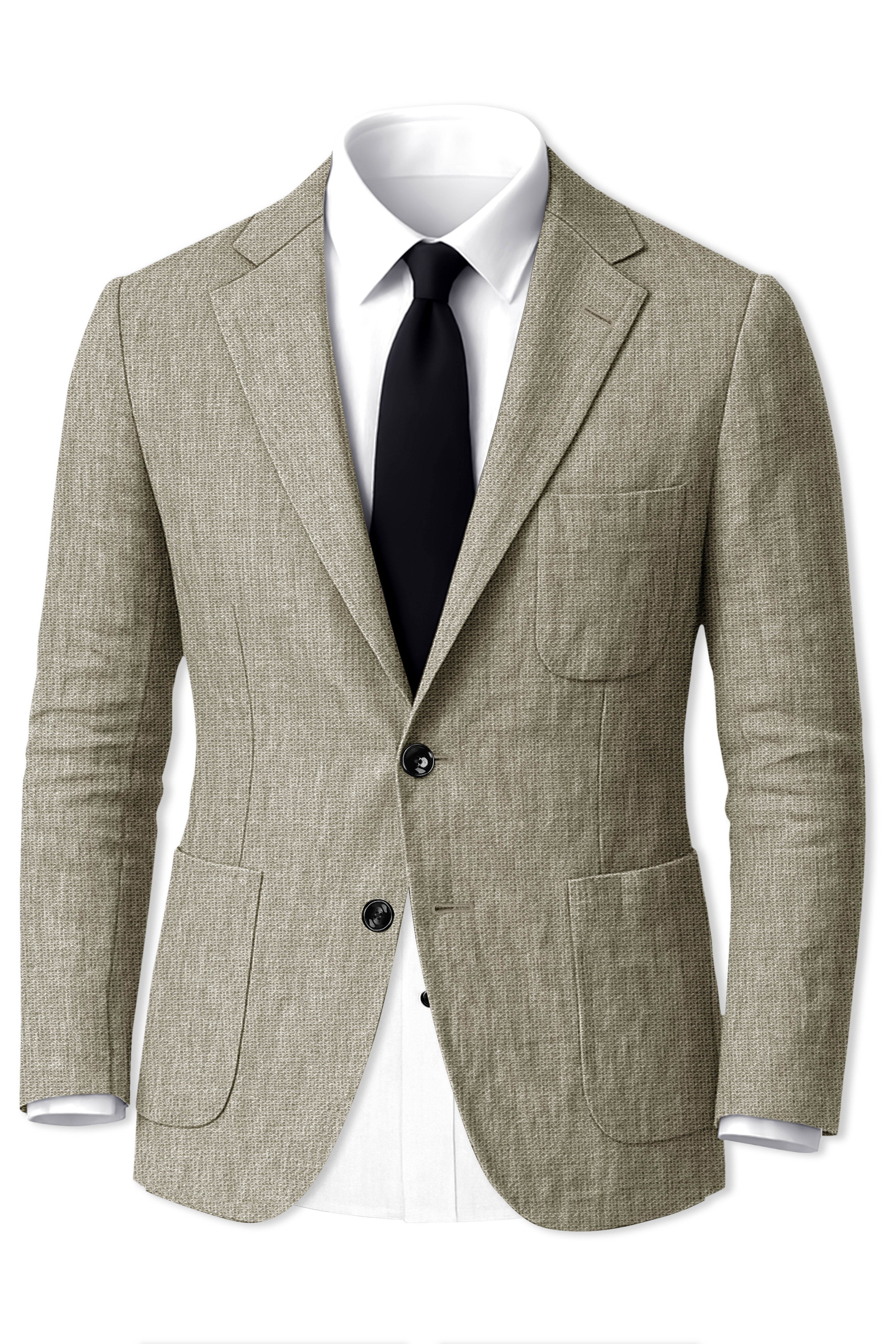 Virenza-Thistle Green Luxurious Linen Single Breasted Sports Suit