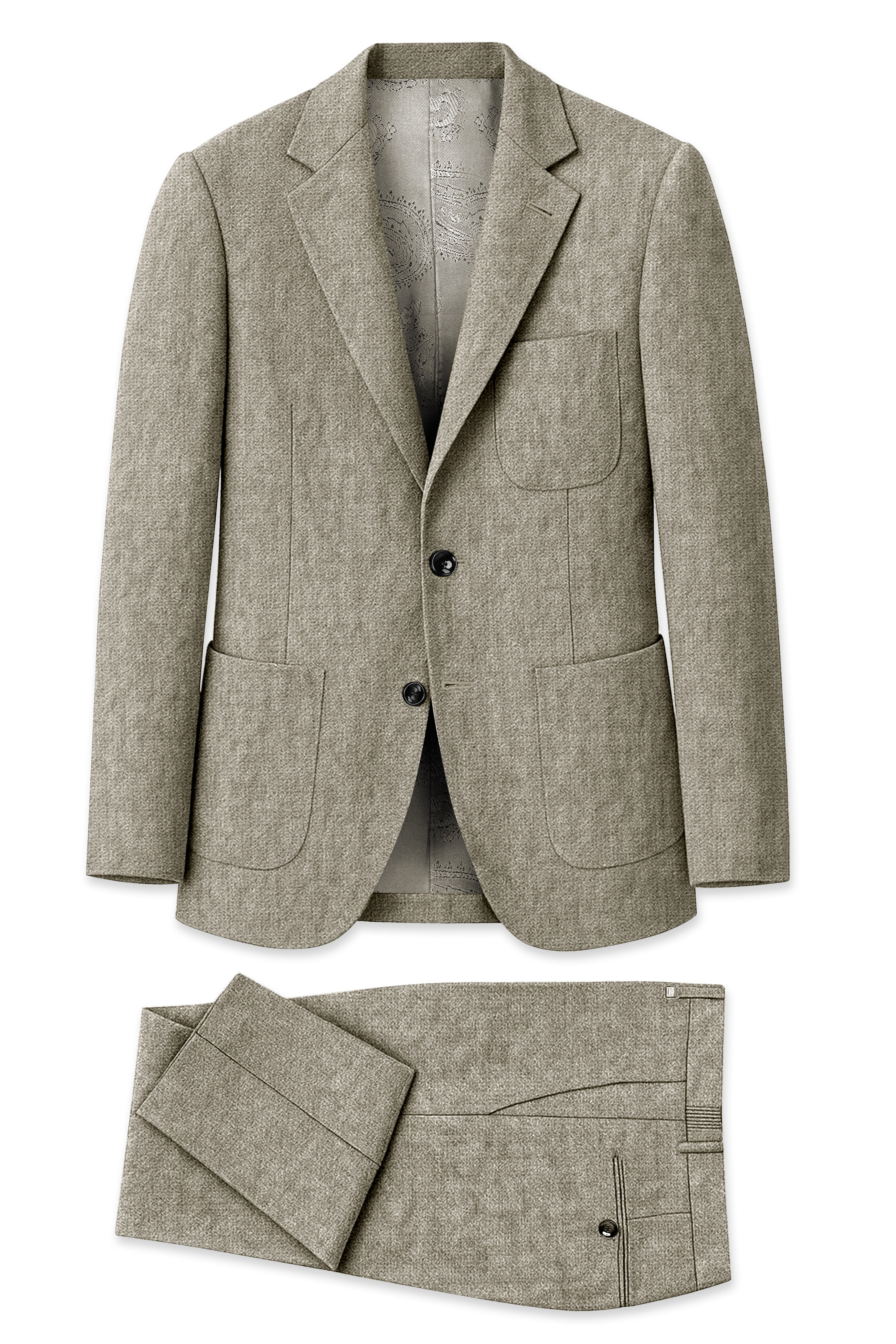 Virenza-Thistle Green Luxurious Linen Single Breasted Sports Suit