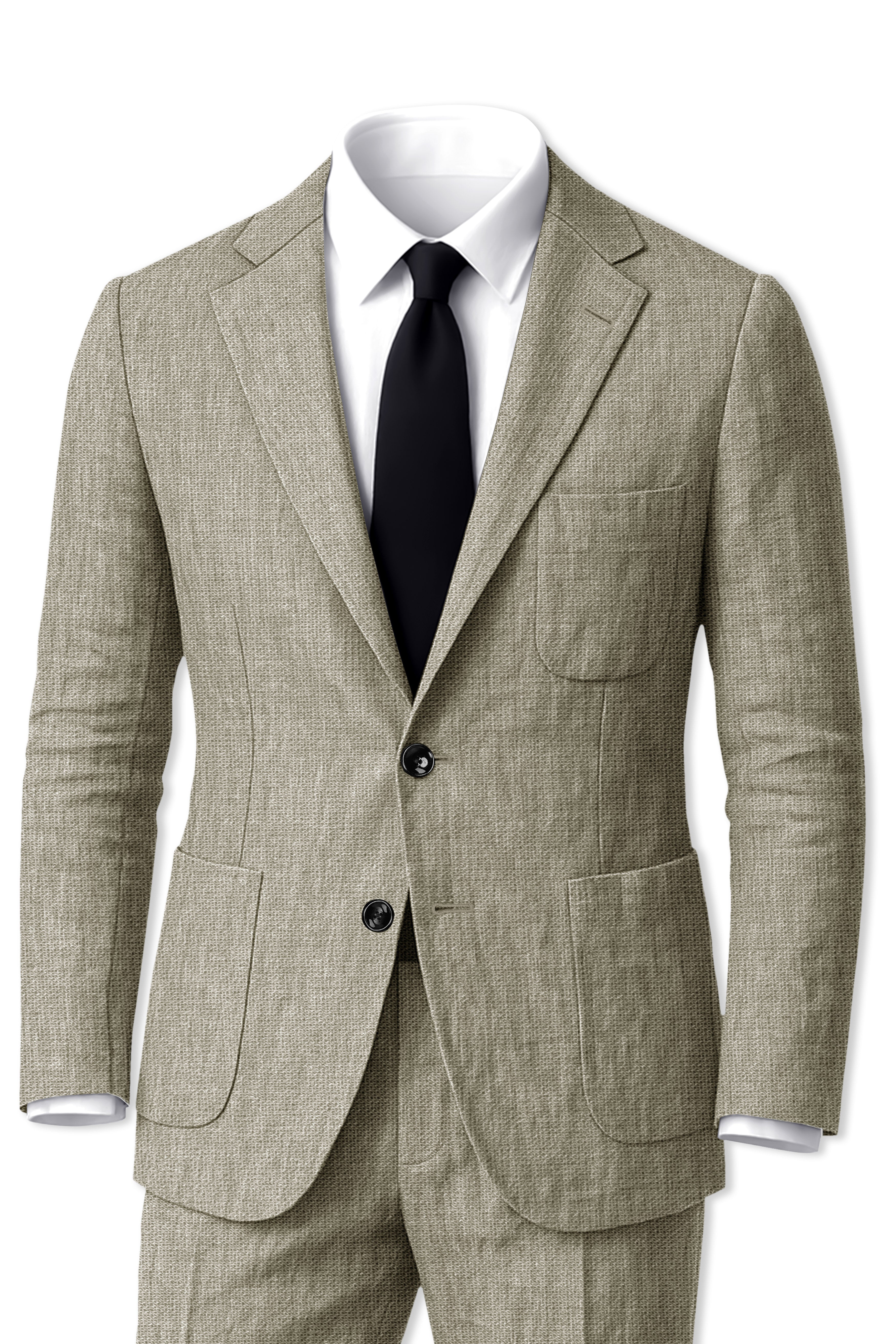 Virenza-Thistle Green Luxurious Linen Single Breasted Sports Suit