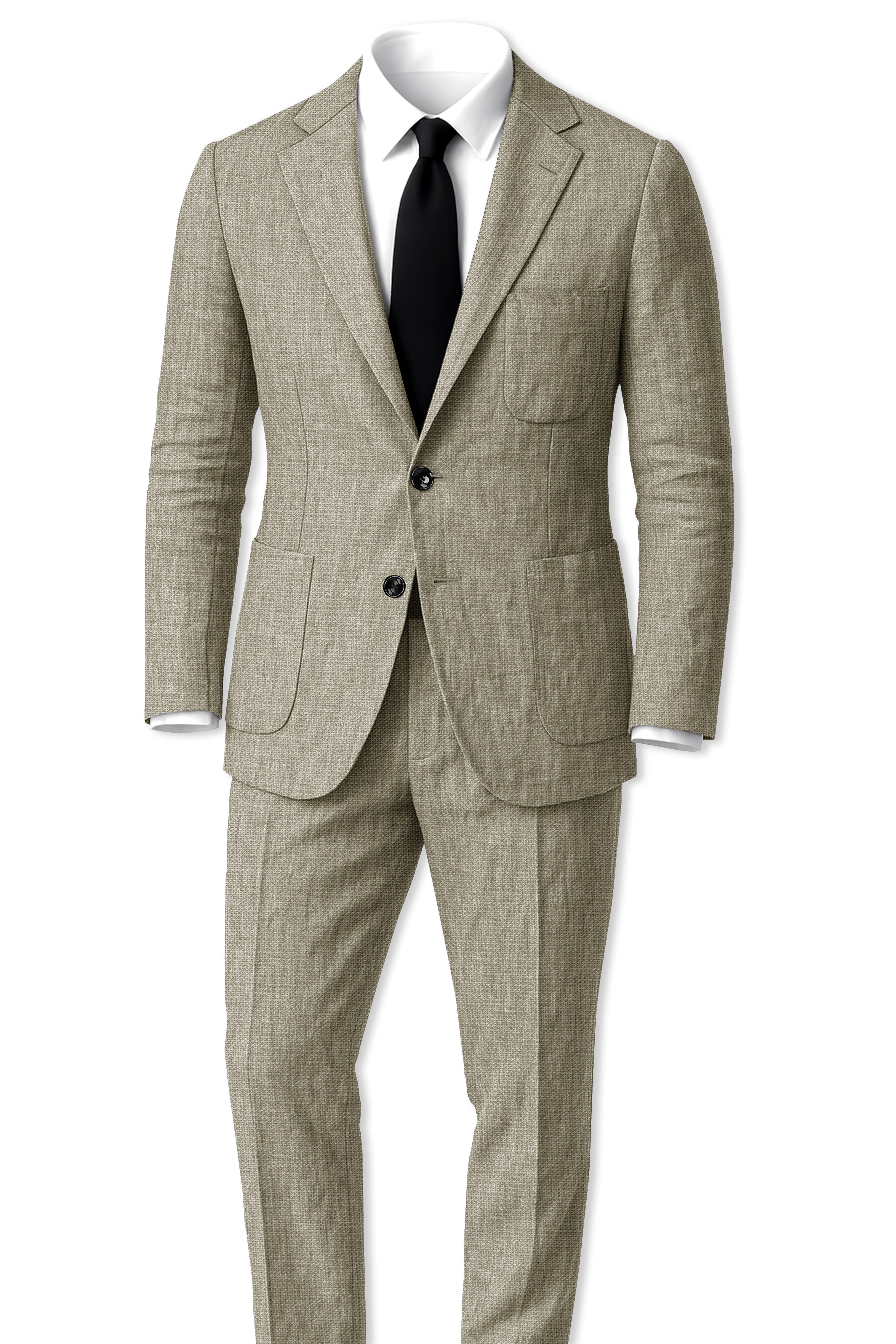 Virenza-Thistle Green Luxurious Linen Single Breasted Sports Suit
