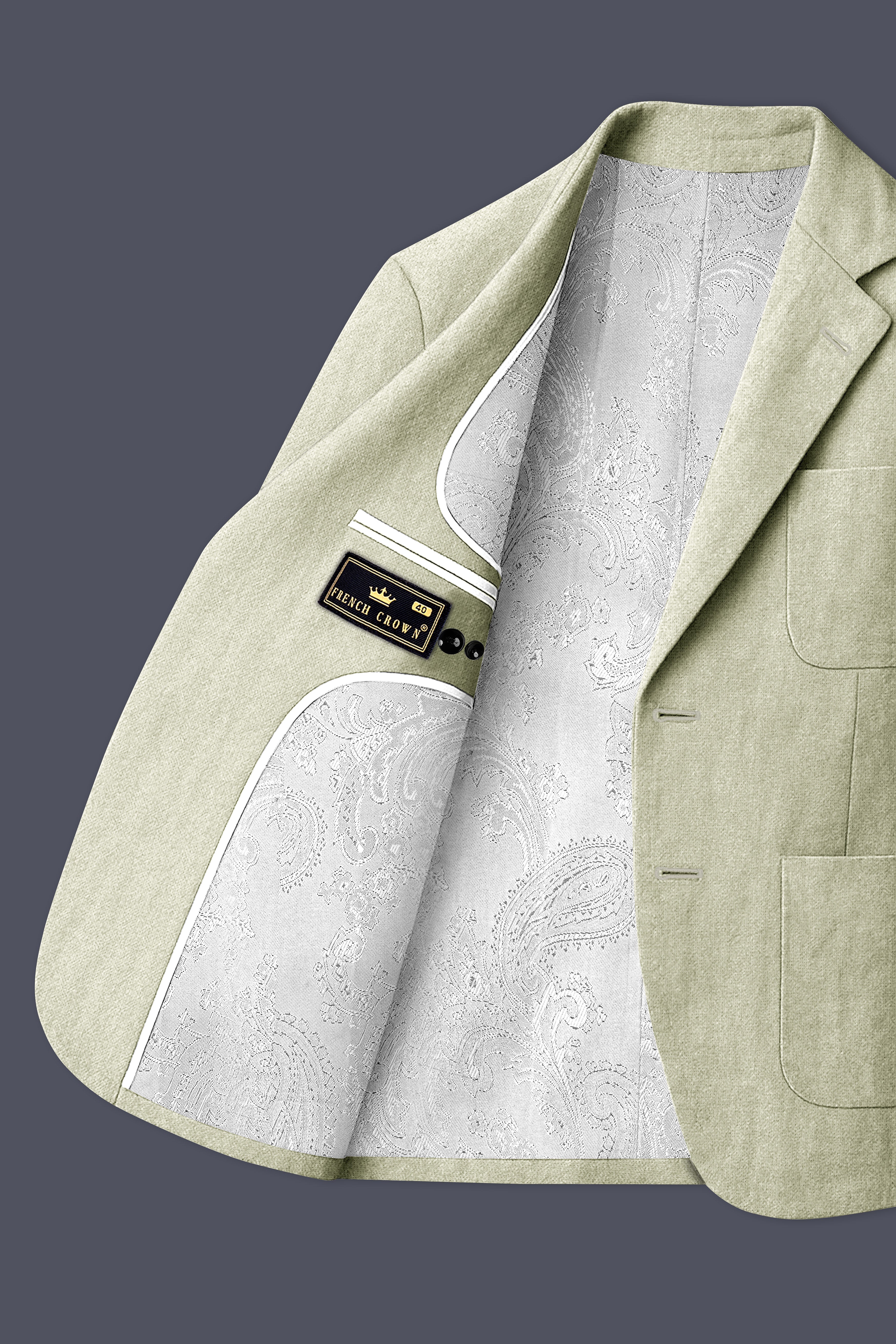 Virenza-Thistle Green Luxurious Linen Single Breasted Sports Suit