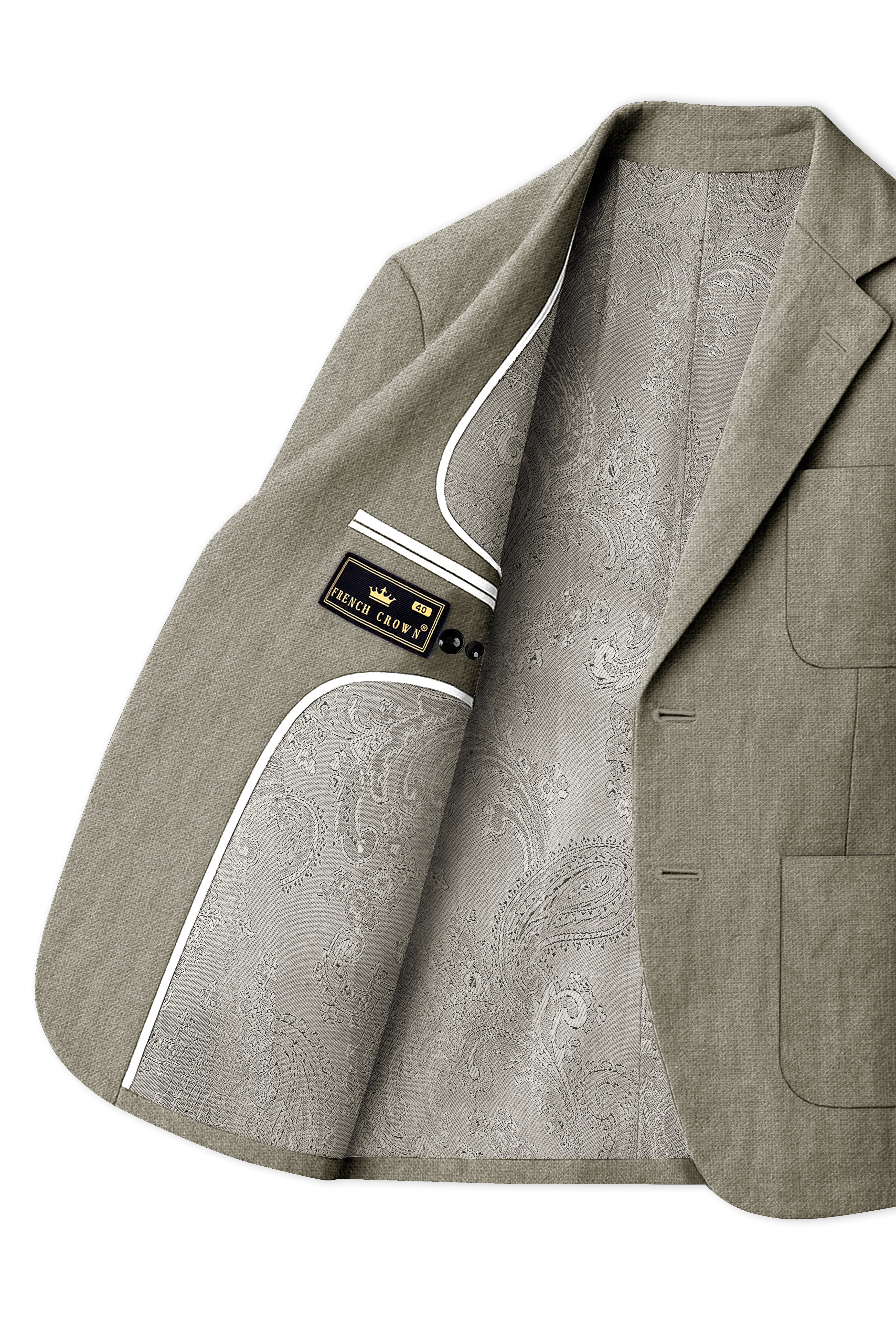 Virenza-Thistle Green Luxurious Linen Single Breasted Sports Suit