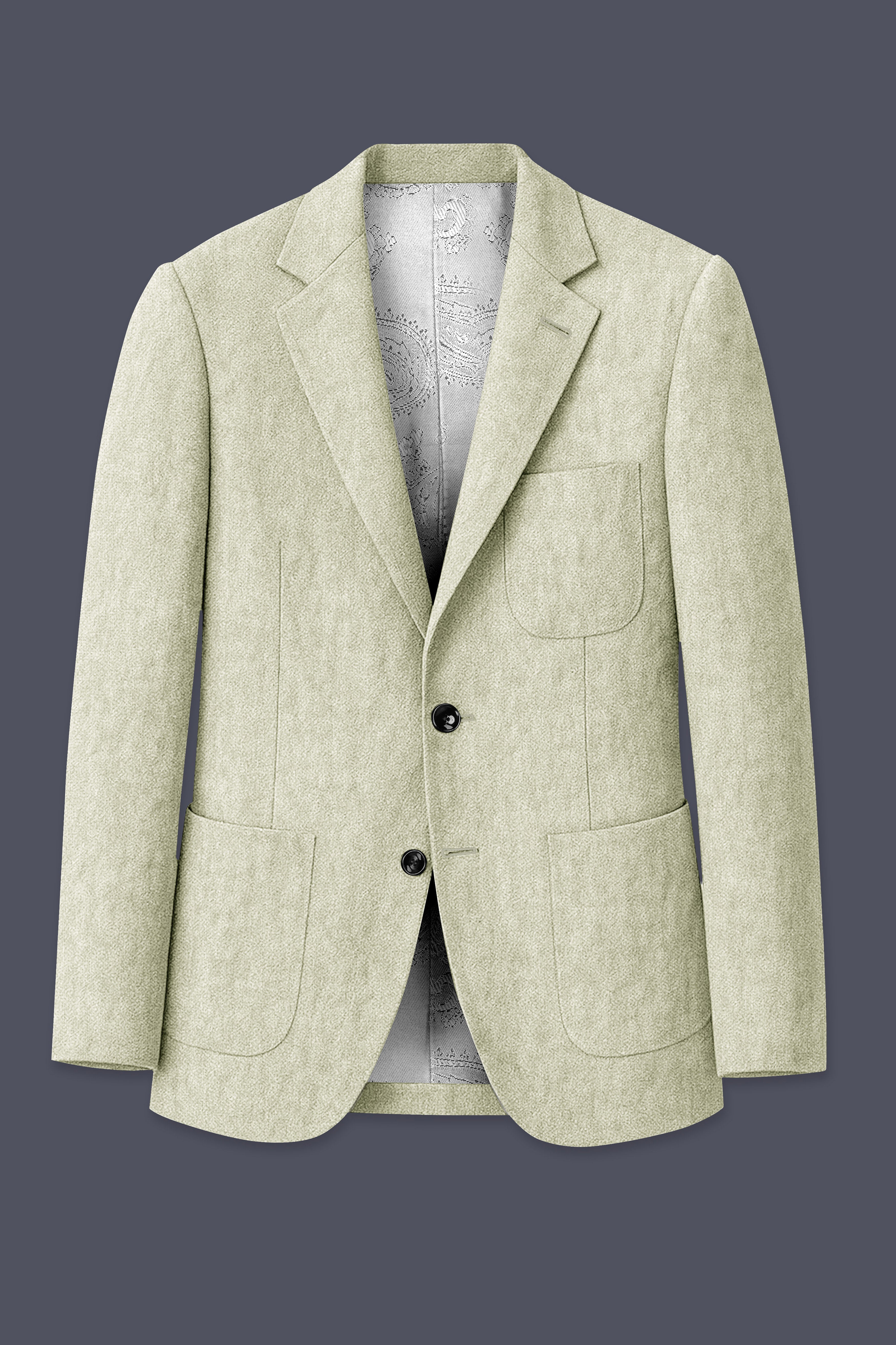 Virenza-Thistle Green Luxurious Linen Single Breasted Sports Suit