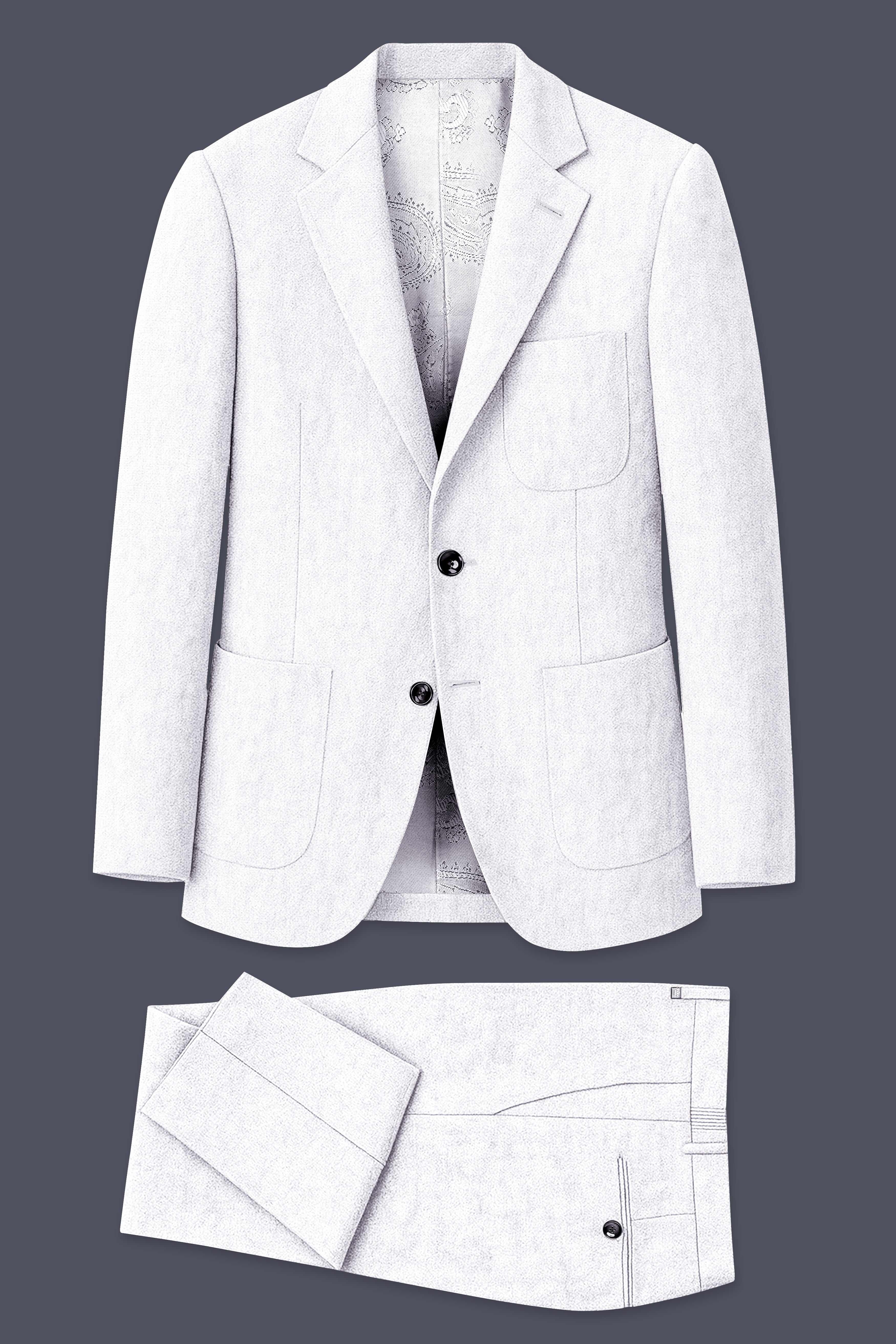 Alvesso-Bright White Luxurious Linen Single Breasted Stretchable traveler Suit