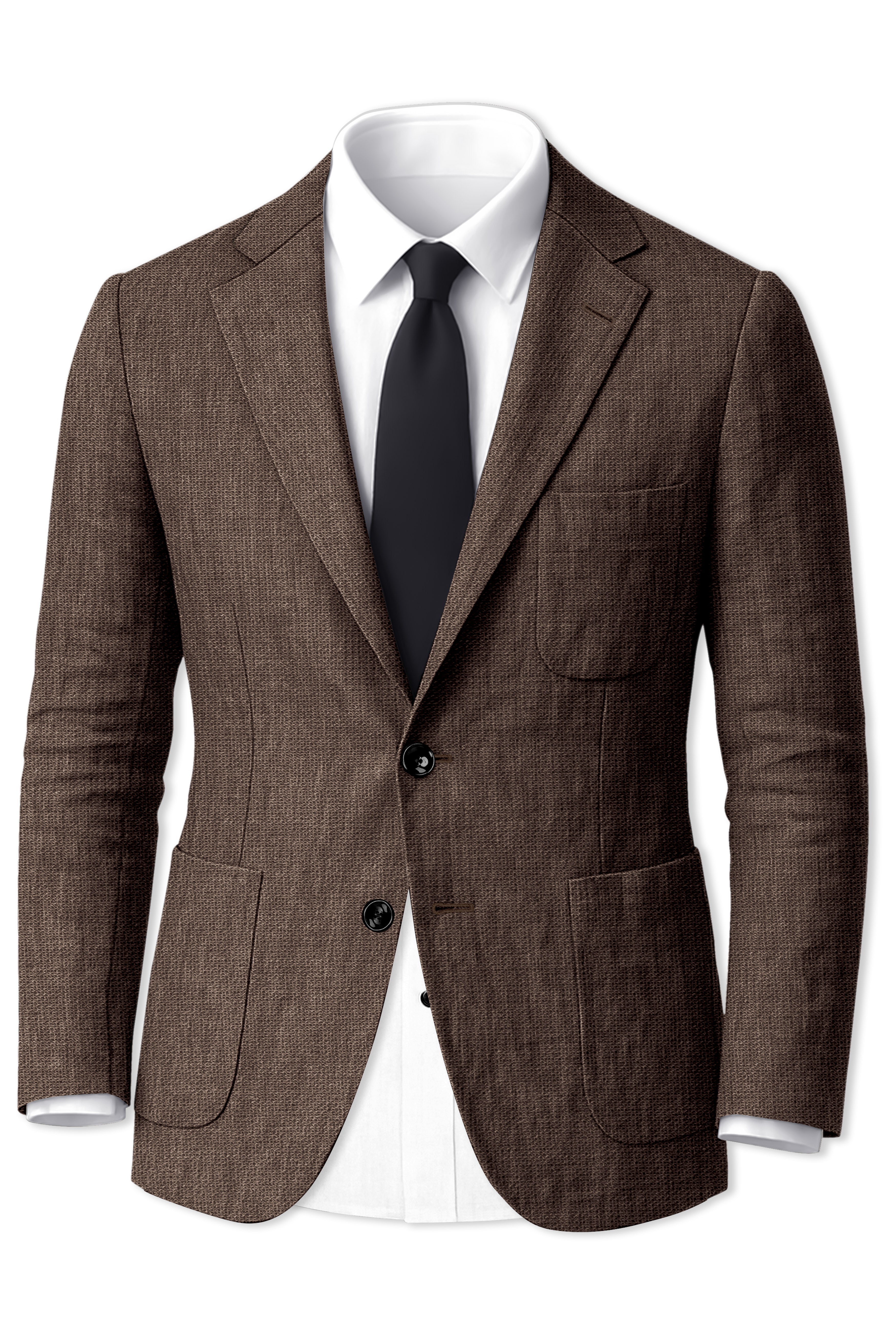 Terravo-Bistre Brown Luxurious Linen Single Breasted Sports Suit