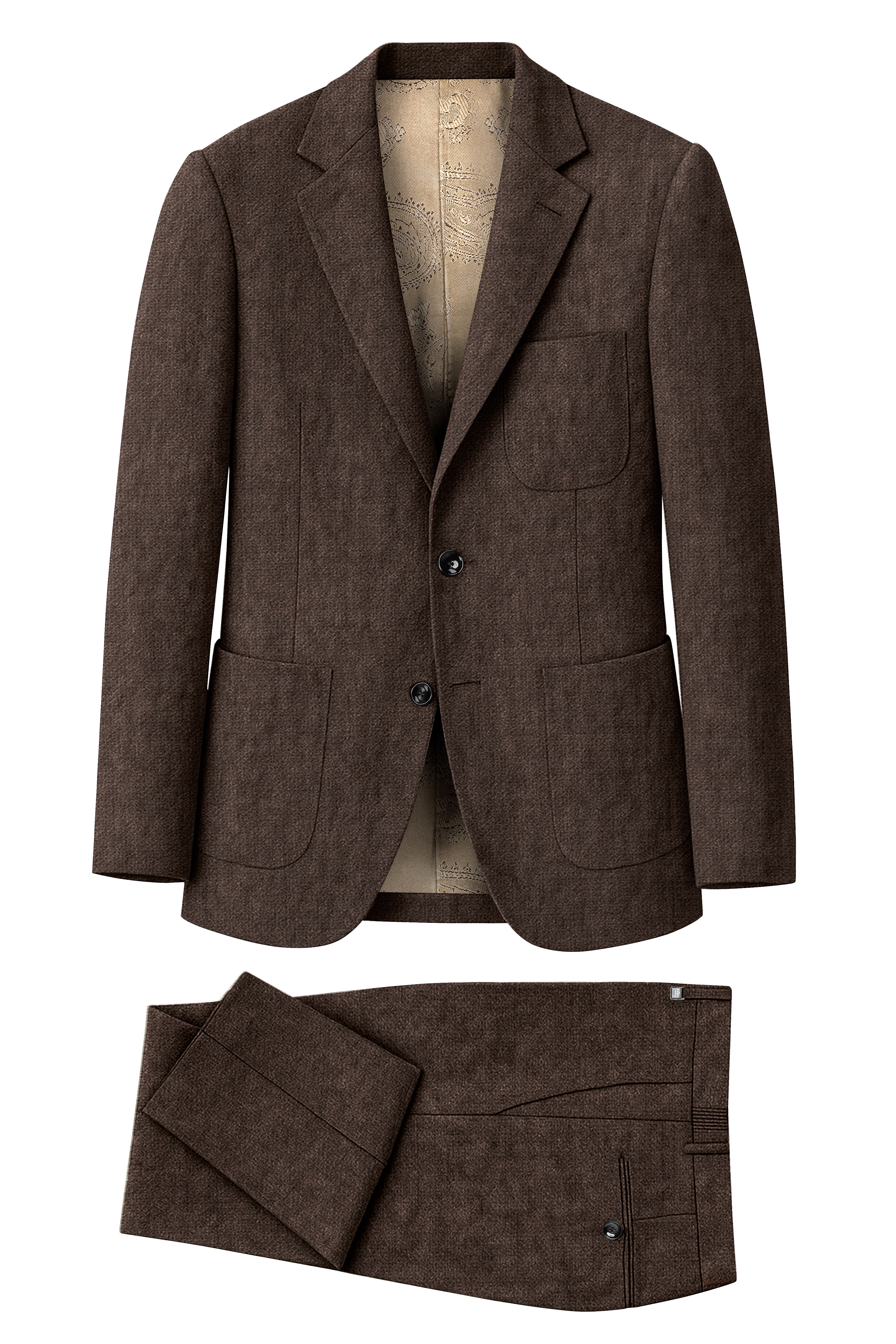 Terravo-Bistre Brown Luxurious Linen Single Breasted Sports Suit