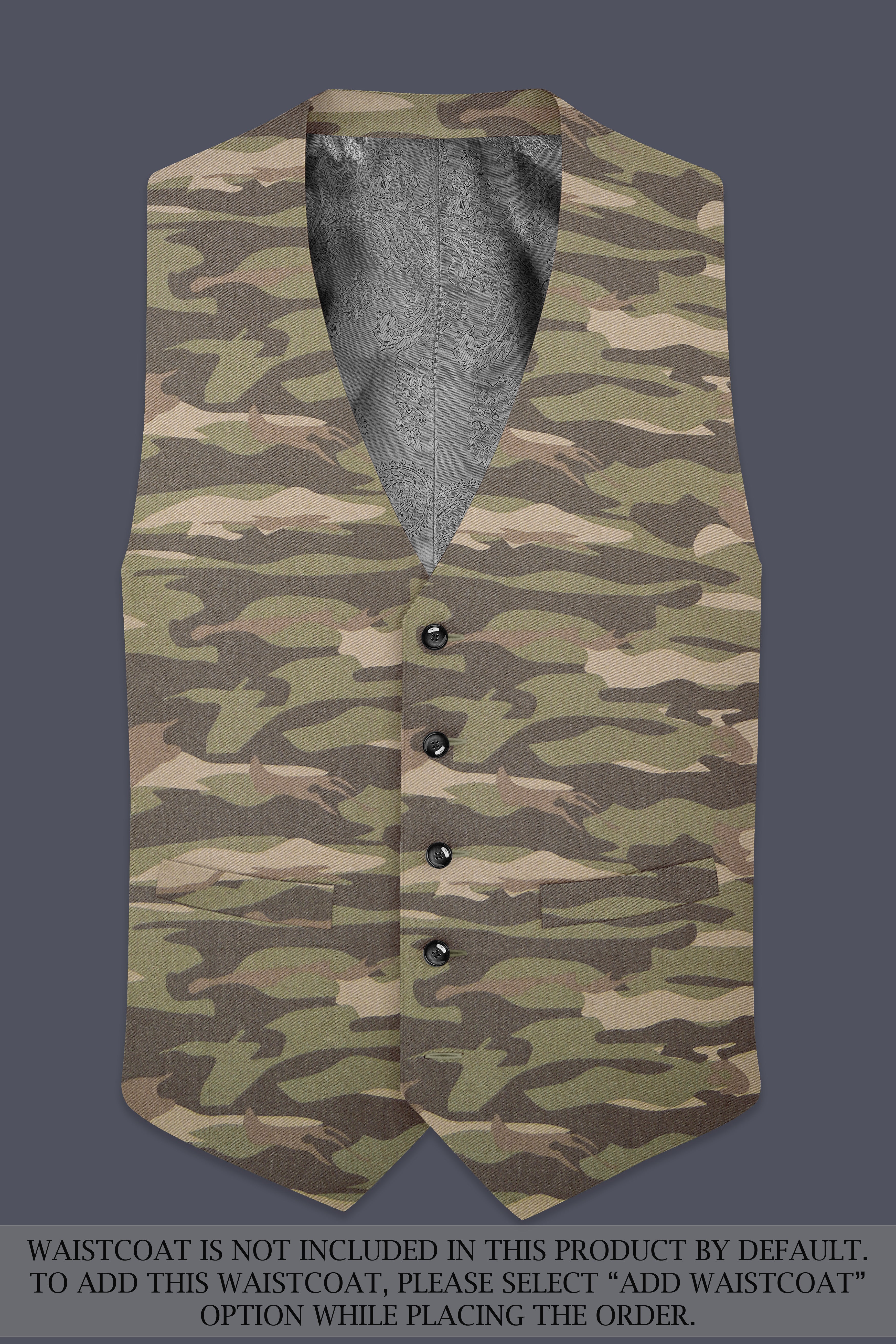 Wengoro-Crocodile Brown And Wenge Camouflage Printed Cotton Single Breasted Suit