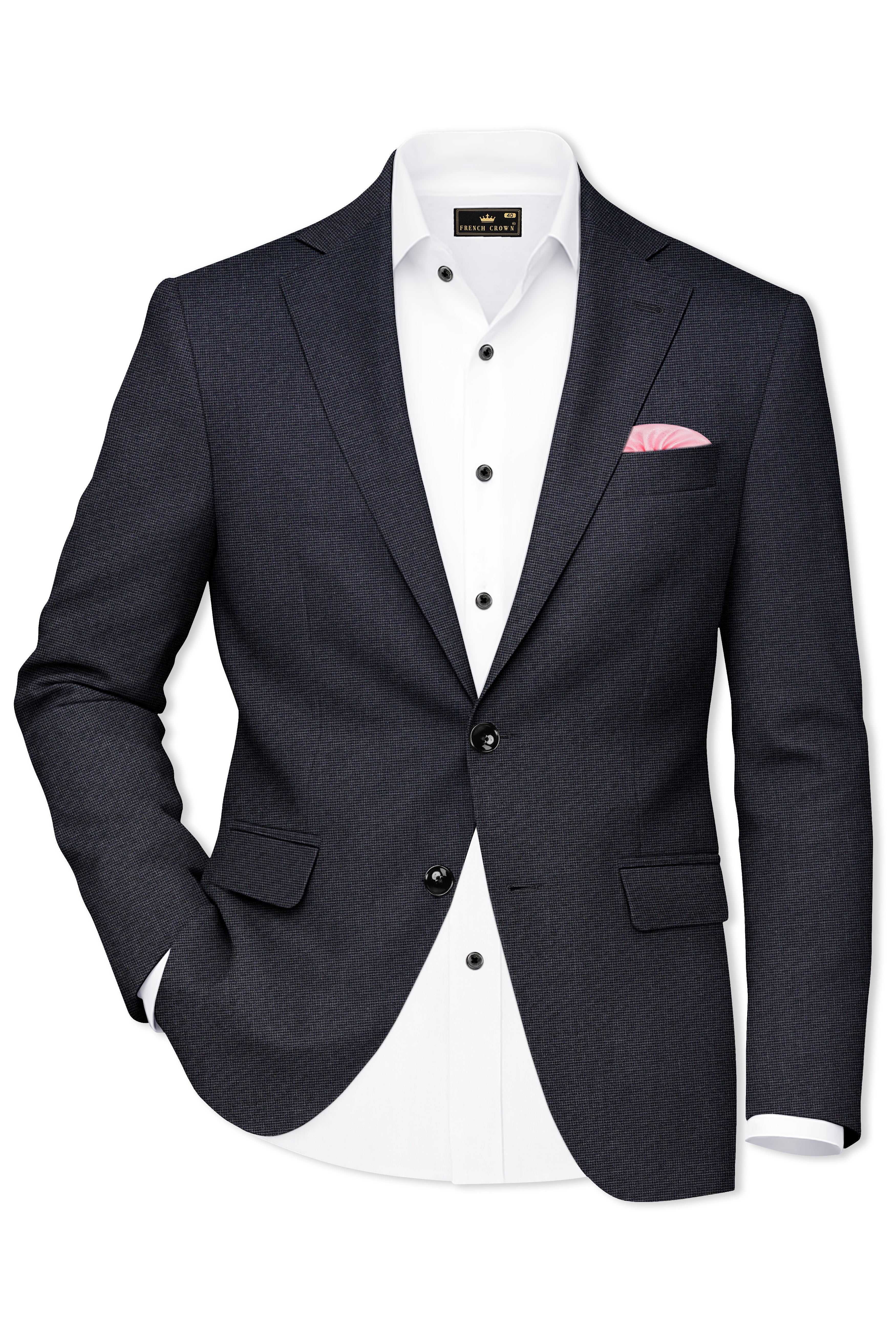 Cinerro-Shark Gray Textured Wool Rich Single Breasted Suit