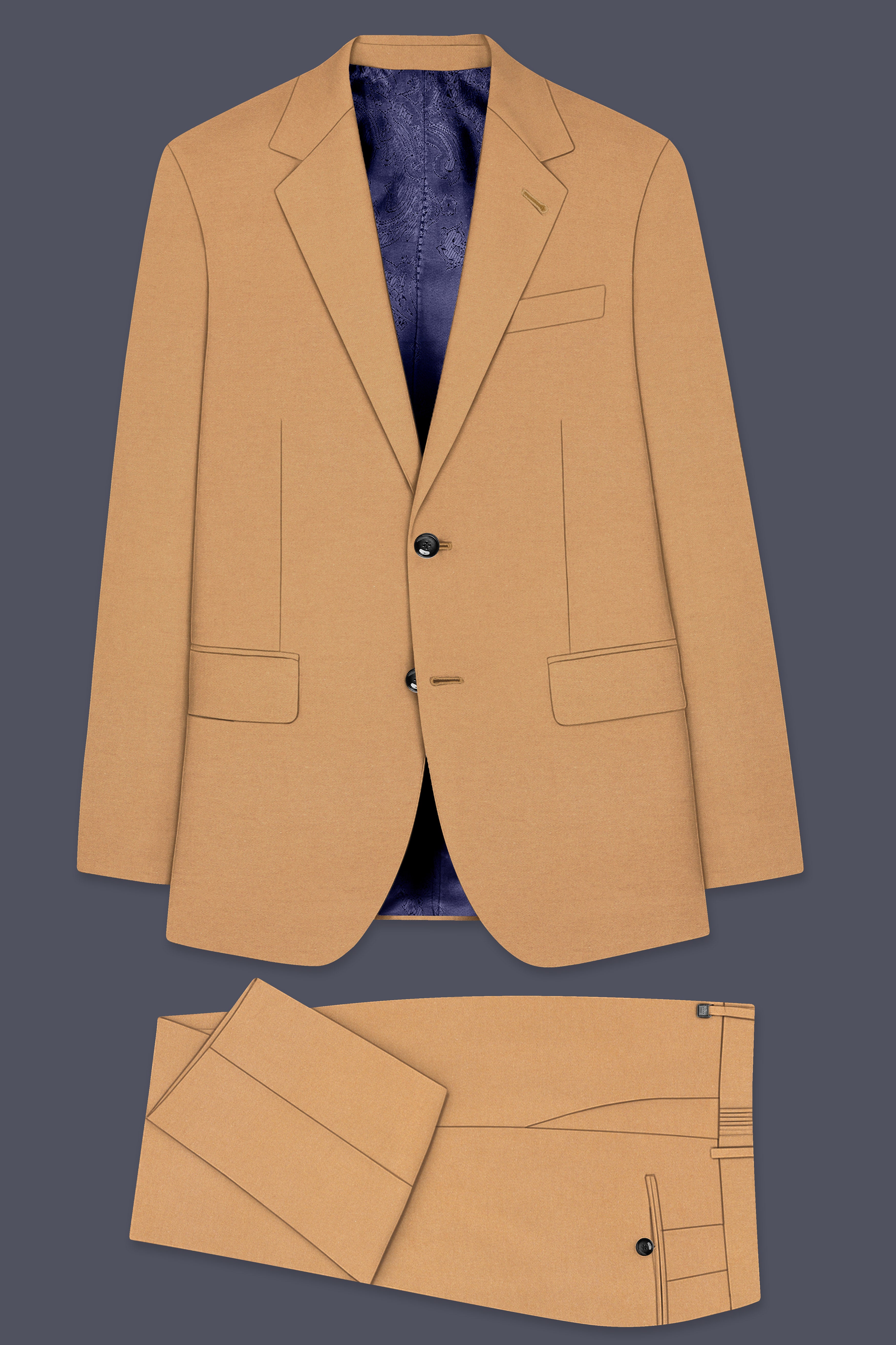 Arancio-Twine Orange Premium Cotton Single Breasted Suit
