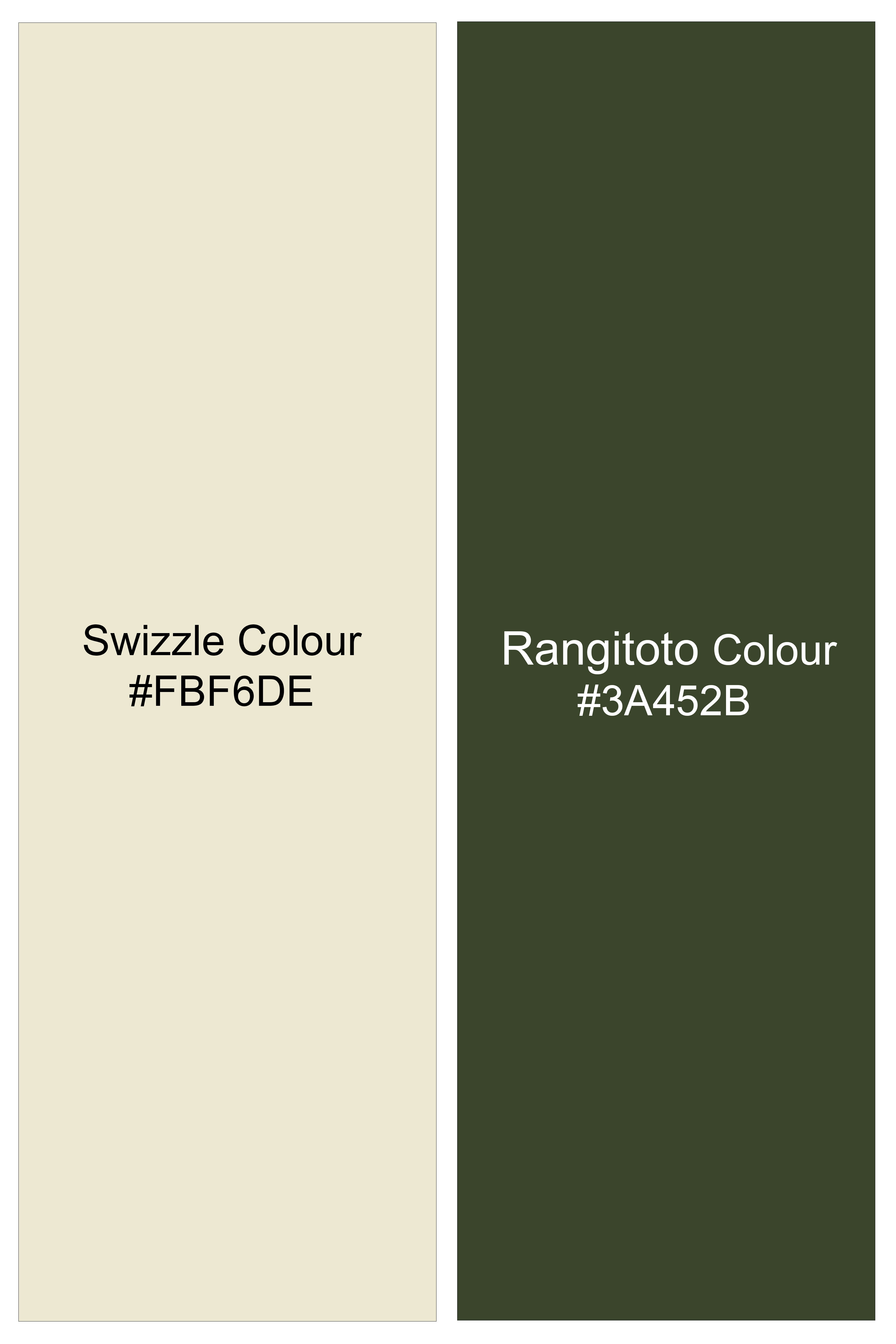 Swivoro-Swizzle Cream And Rangitoto Green Plaid Premium Cotton Single Breasted Suit