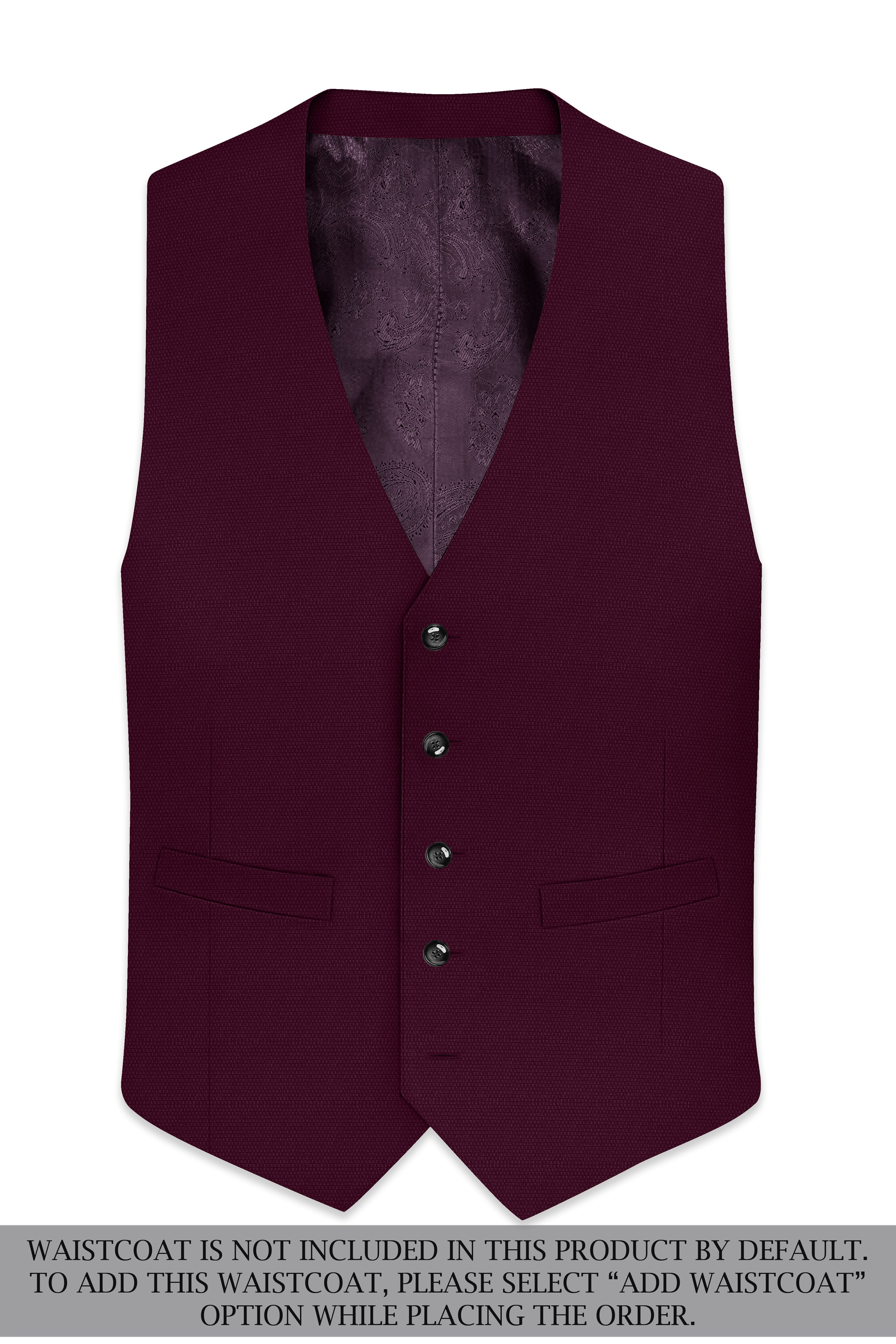 Auremar-Barossa Maroon Textured Wool Rich Single Breasted Suit