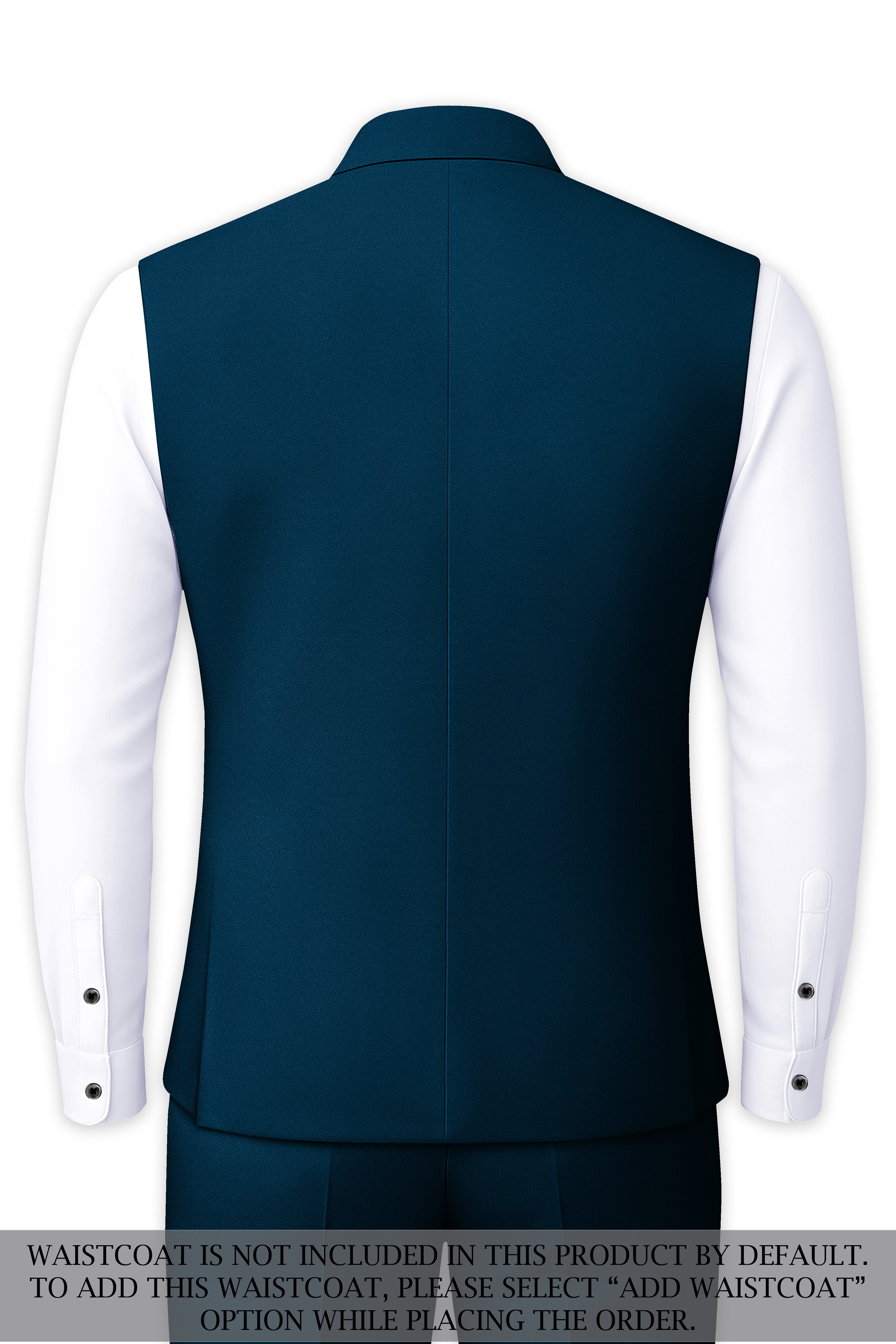 Aureblu-Korean Prussian Blue 4-Way Stretch Wool Rich Bandhgala Suit