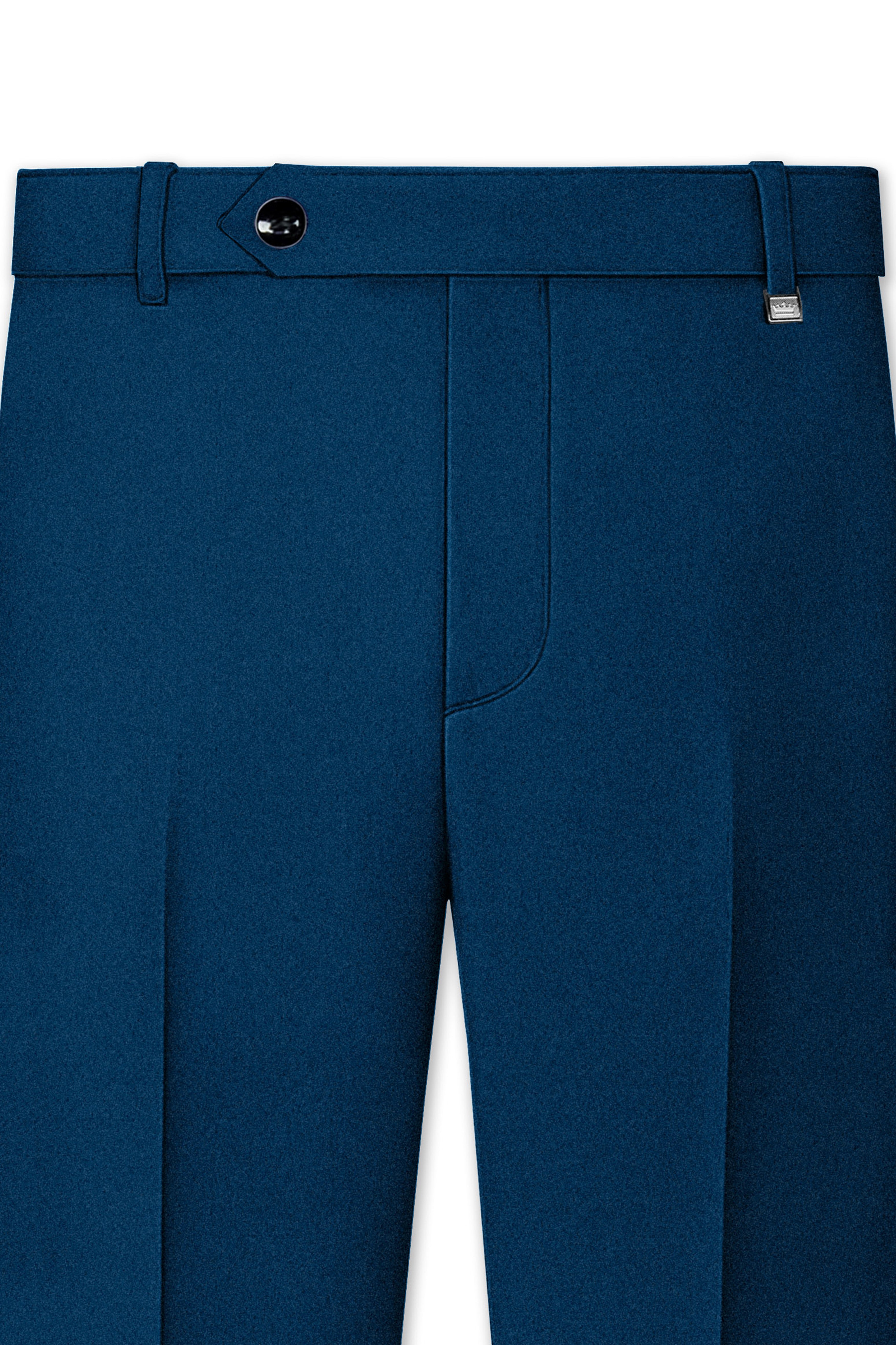 Aureblu-Korean Prussian Blue 4-Way Stretch Wrinkle-Free Wool Rich Bandhgala Suit