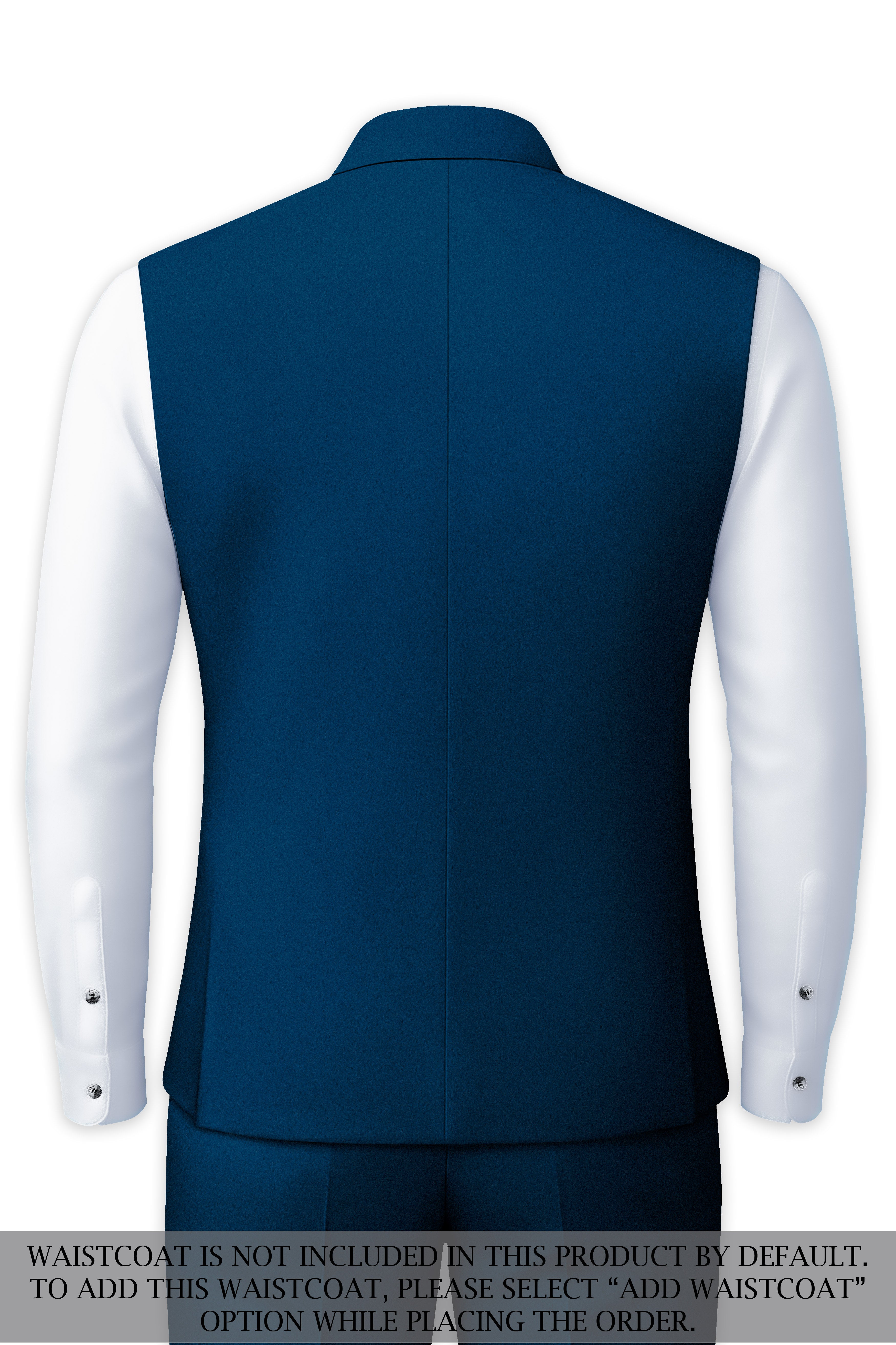 Aureblu-Korean Prussian Blue 4-Way Stretch Wrinkle-Free Wool Rich Bandhgala Suit