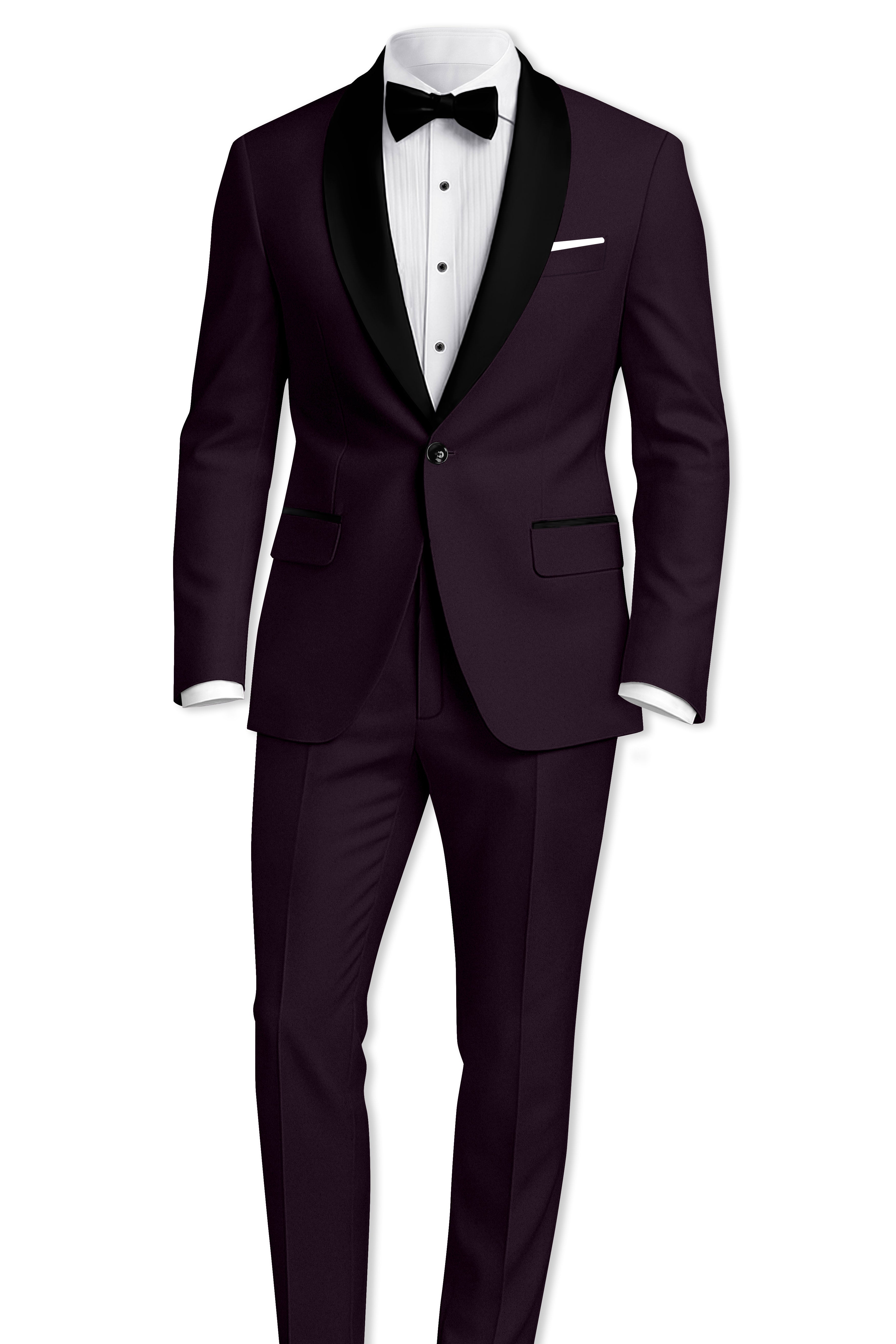 Marenzo-Korean Seal Maroon 4-Way Stretch Wrinkle-Free Wool Rich Tuxedo Suit