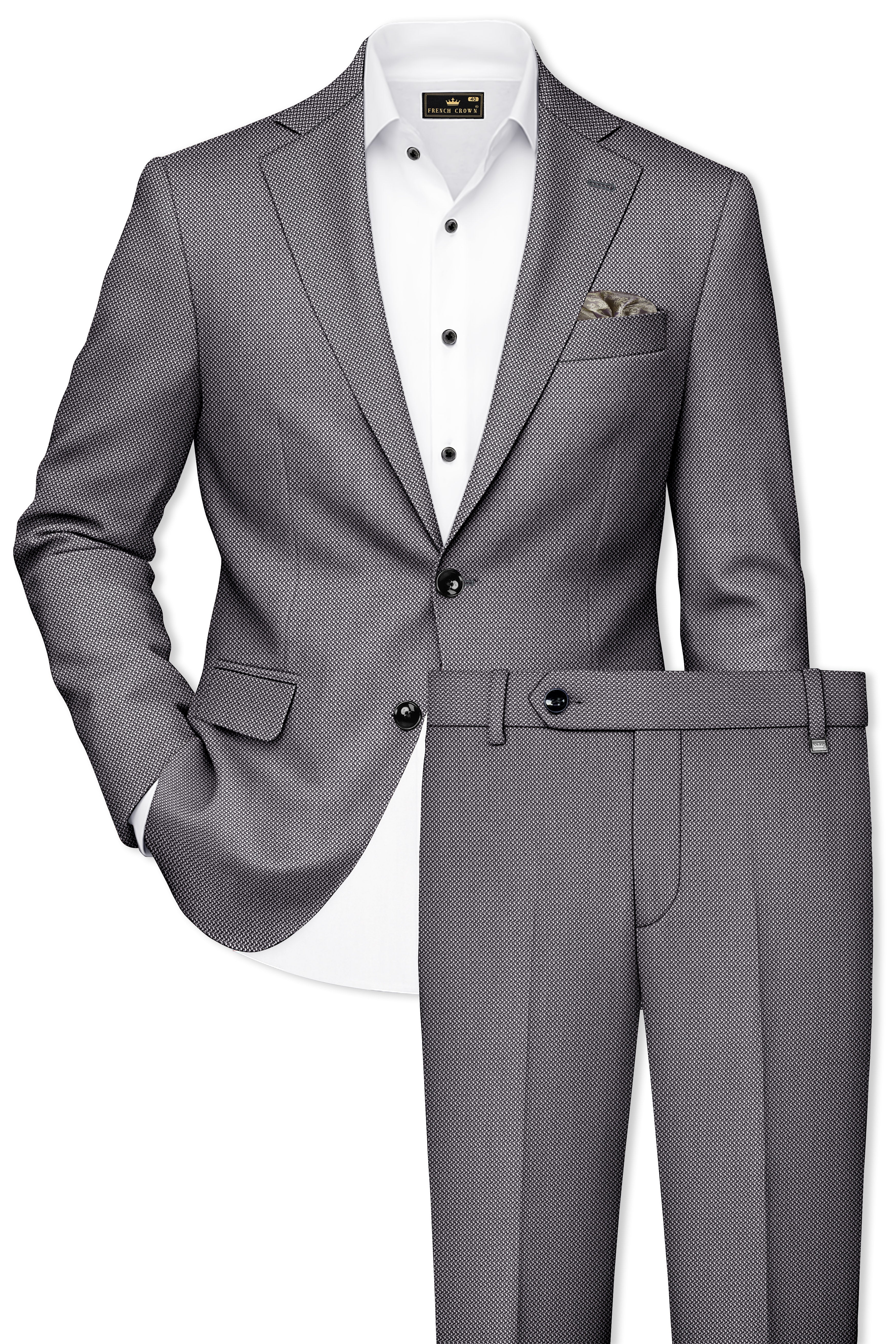 Cinerro-Dova Gray Textured Wool Rich Single Breasted Suit