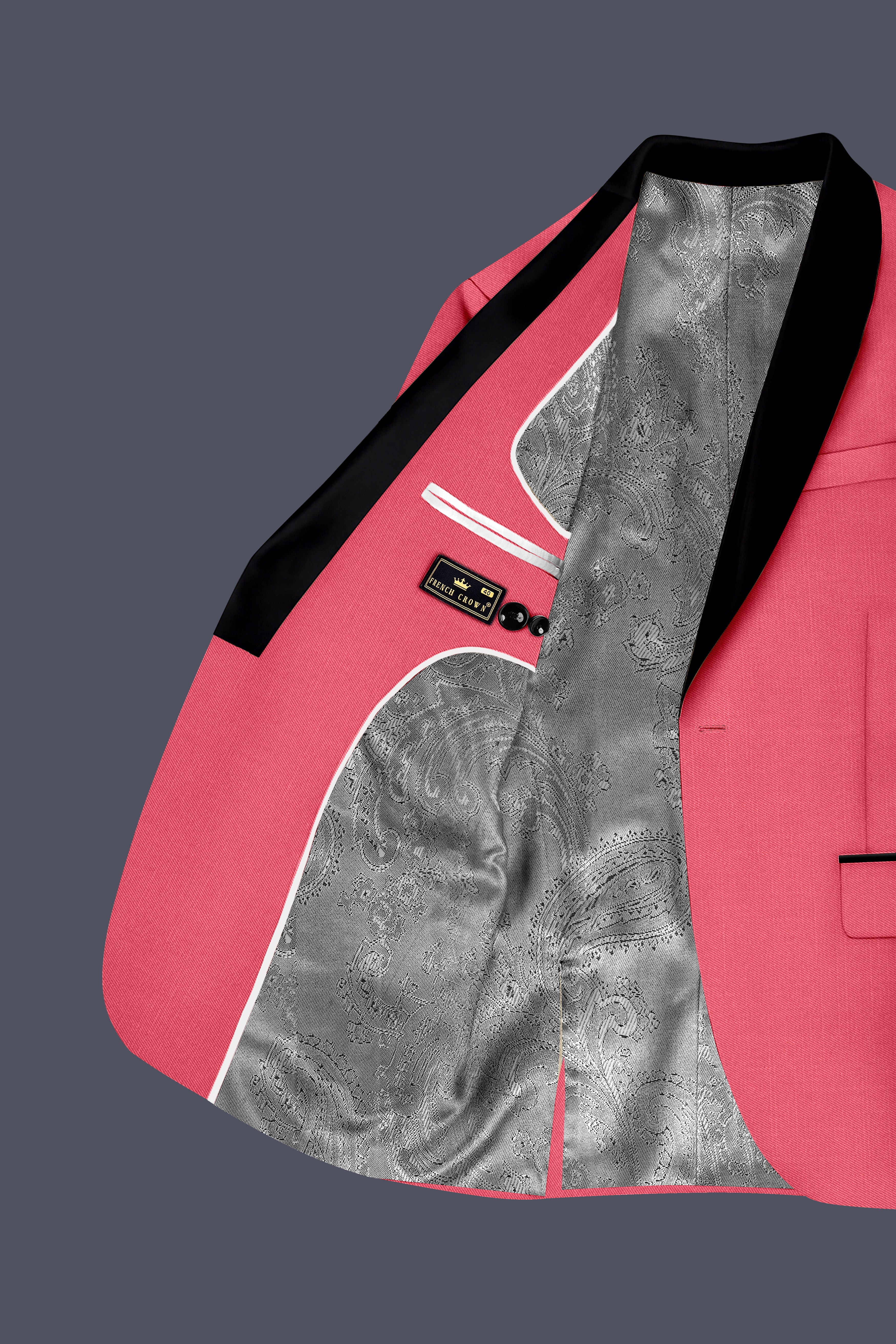 Aurerosa-Roman Pink Wool Rich Tuxedo Slight Stretch Suit