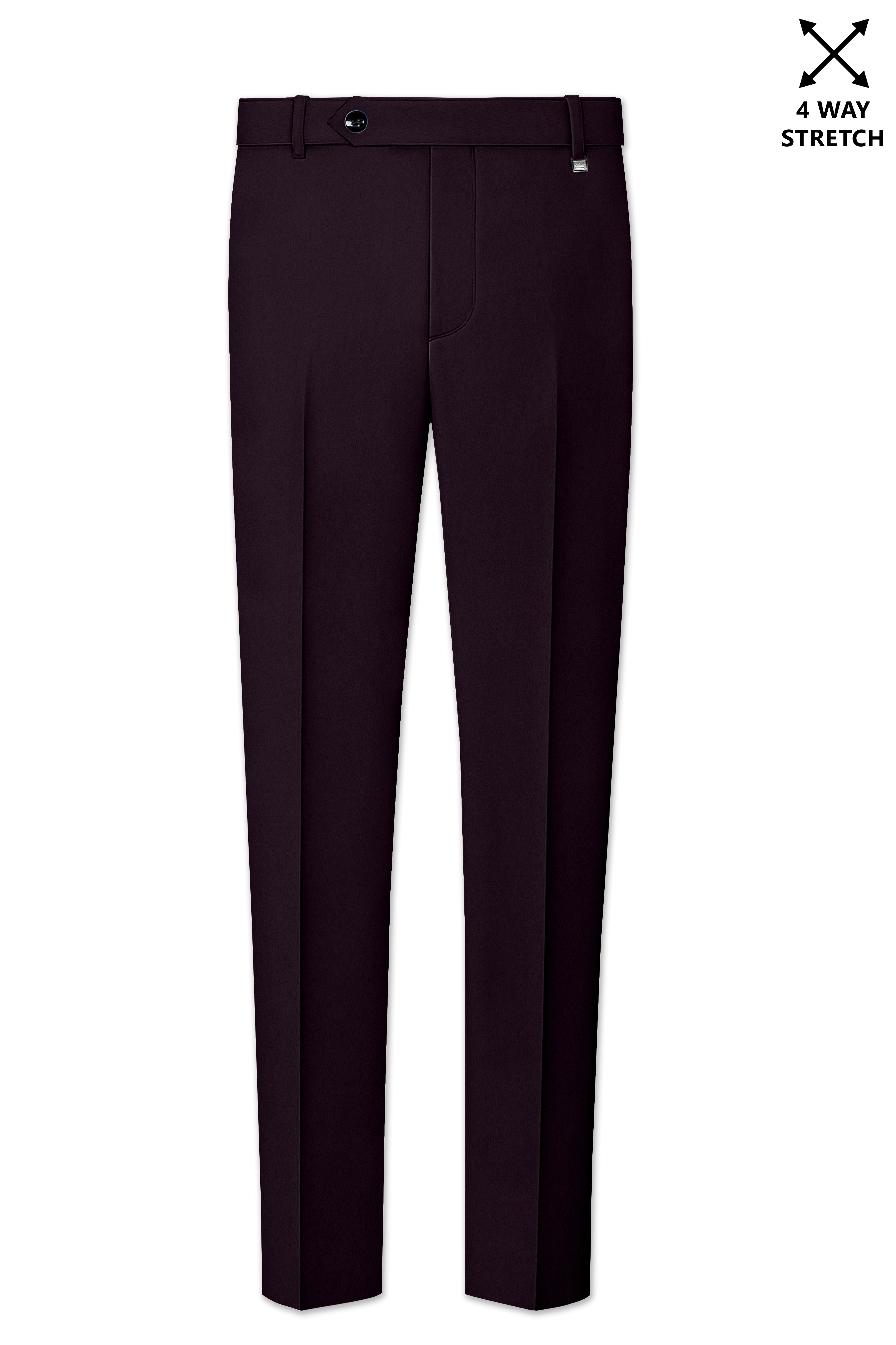 Marenzo-Korean Seal Maroon 4-Way Stretch Wrinkle-Free Wool Rich Double Breasted Suit