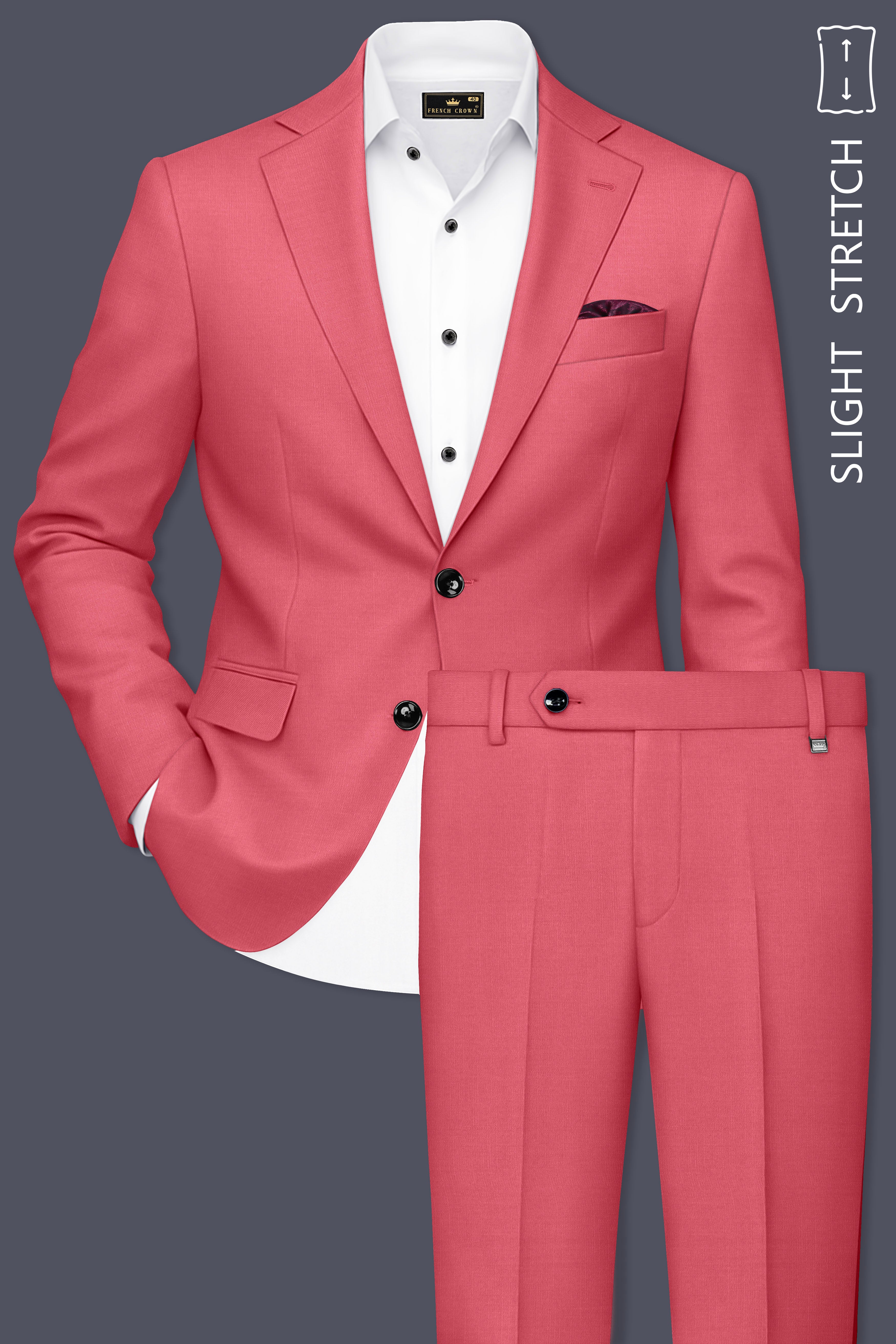 Aurerosa-Roman Pink Wool Rich Single Breasted Slight Stretch Suit