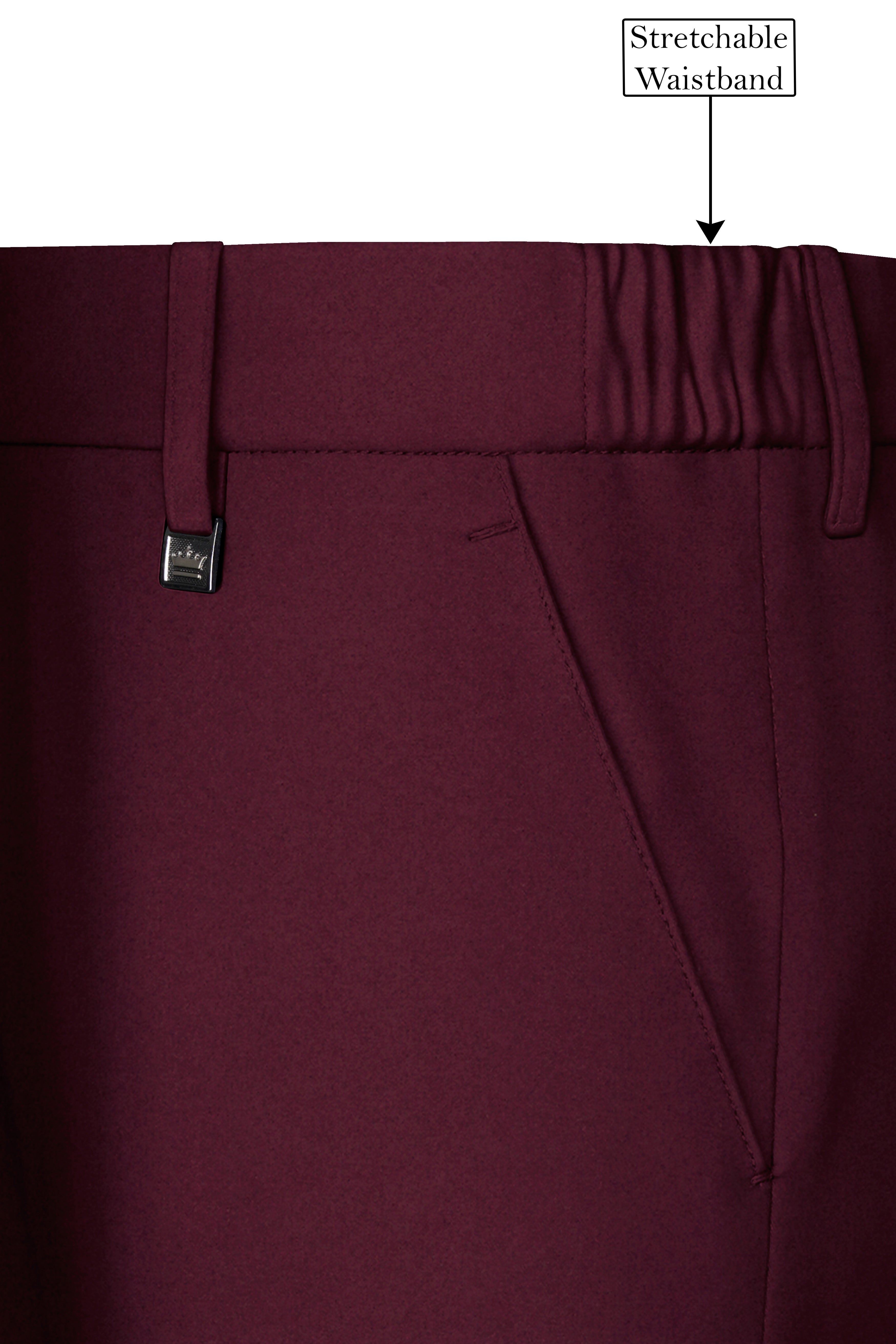 Flexmaro-Korean Crater Maroon 4-Way Stretch Wrinkle-Free Wool Rich Double Breasted Suit