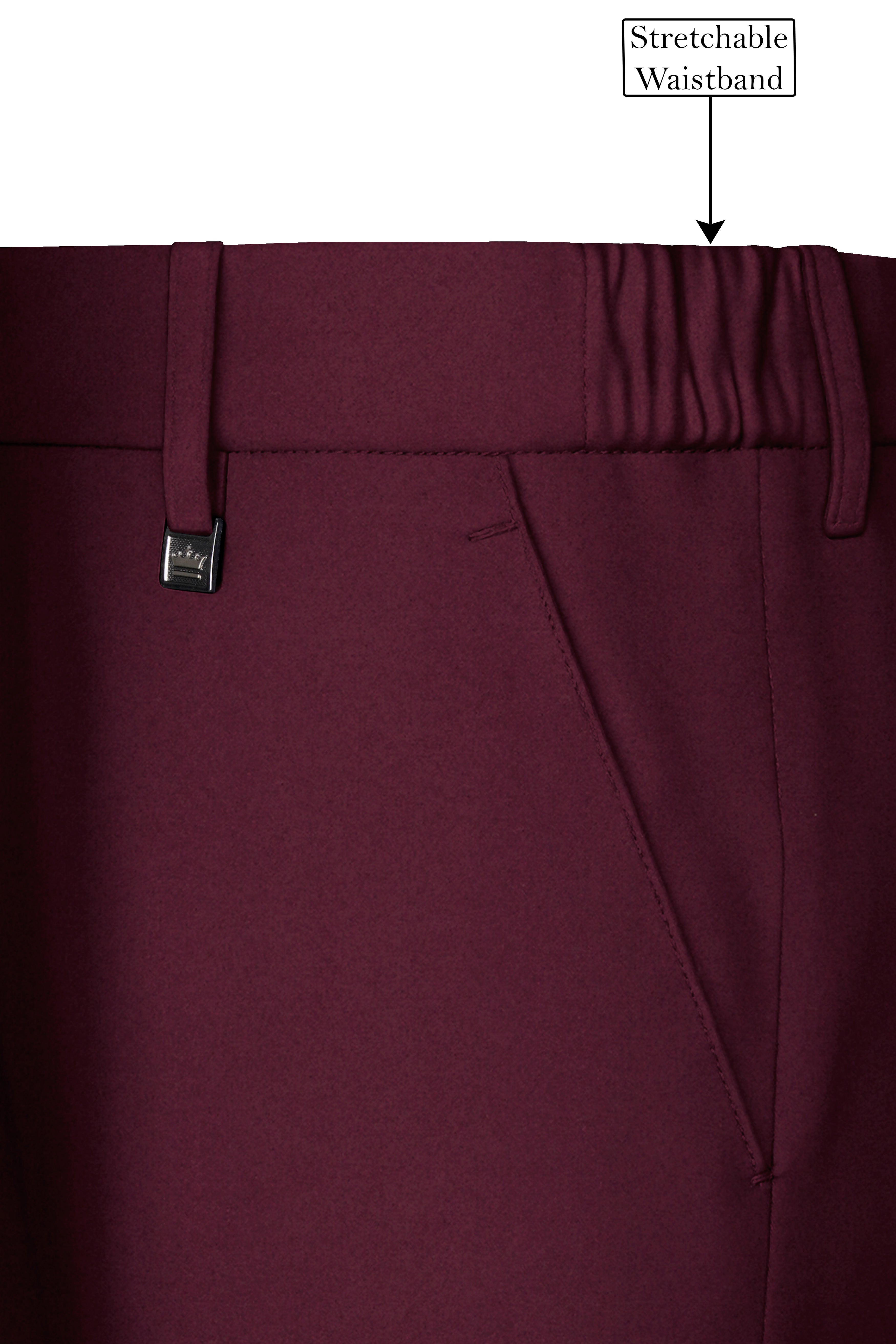 Flexmaro-Korean Crater Maroon 4-Way Stretch Wrinkle-Free Wool Rich Single Breasted Suit