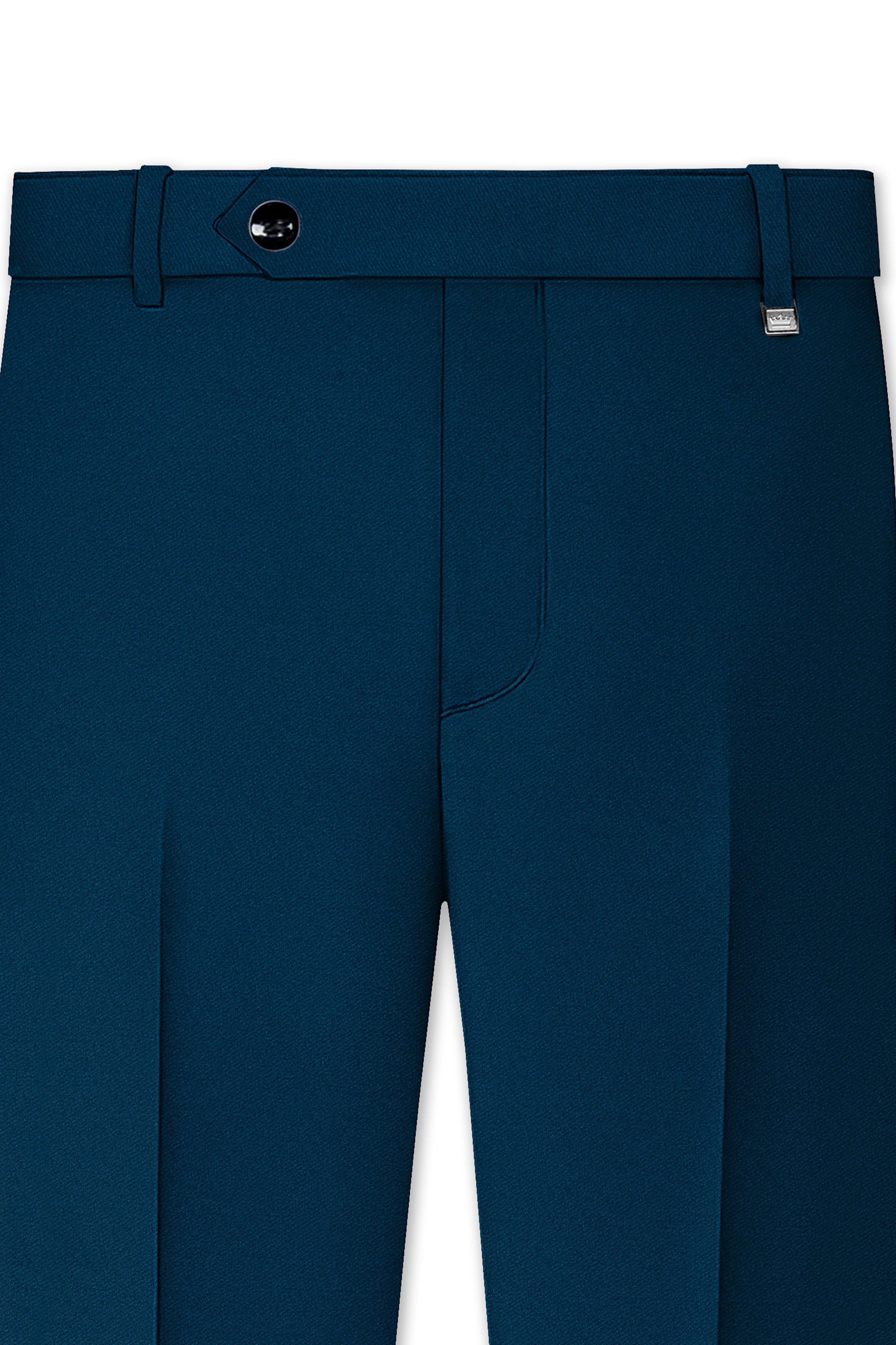 Aureblu-Korean Prussian Blue 4-Way Stretch Wrinkle-Free Wool Rich Single Breasted Suit