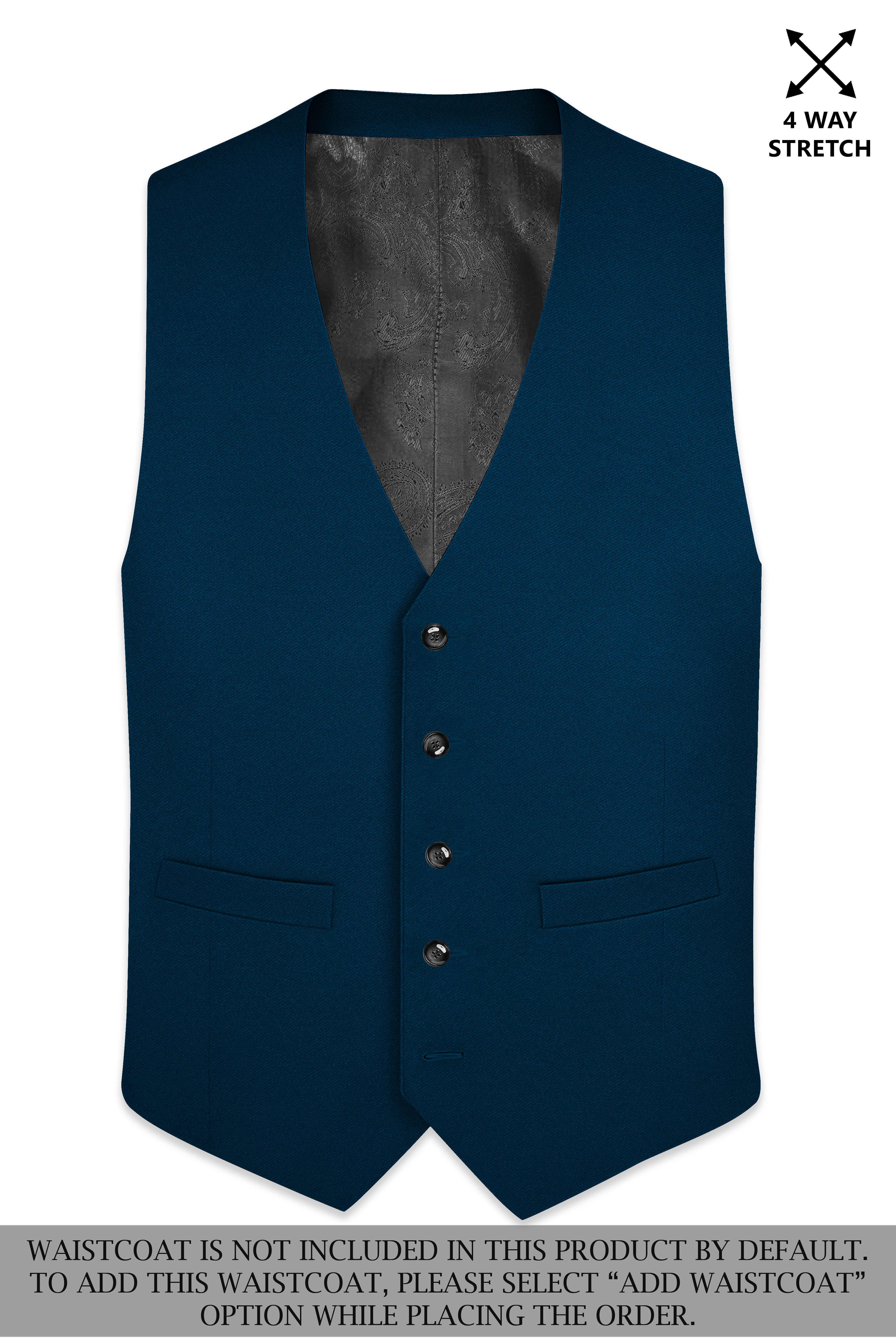 Aureblu-Korean Prussian Blue 4-Way Stretch Wrinkle-Free Wool Rich Single Breasted Suit