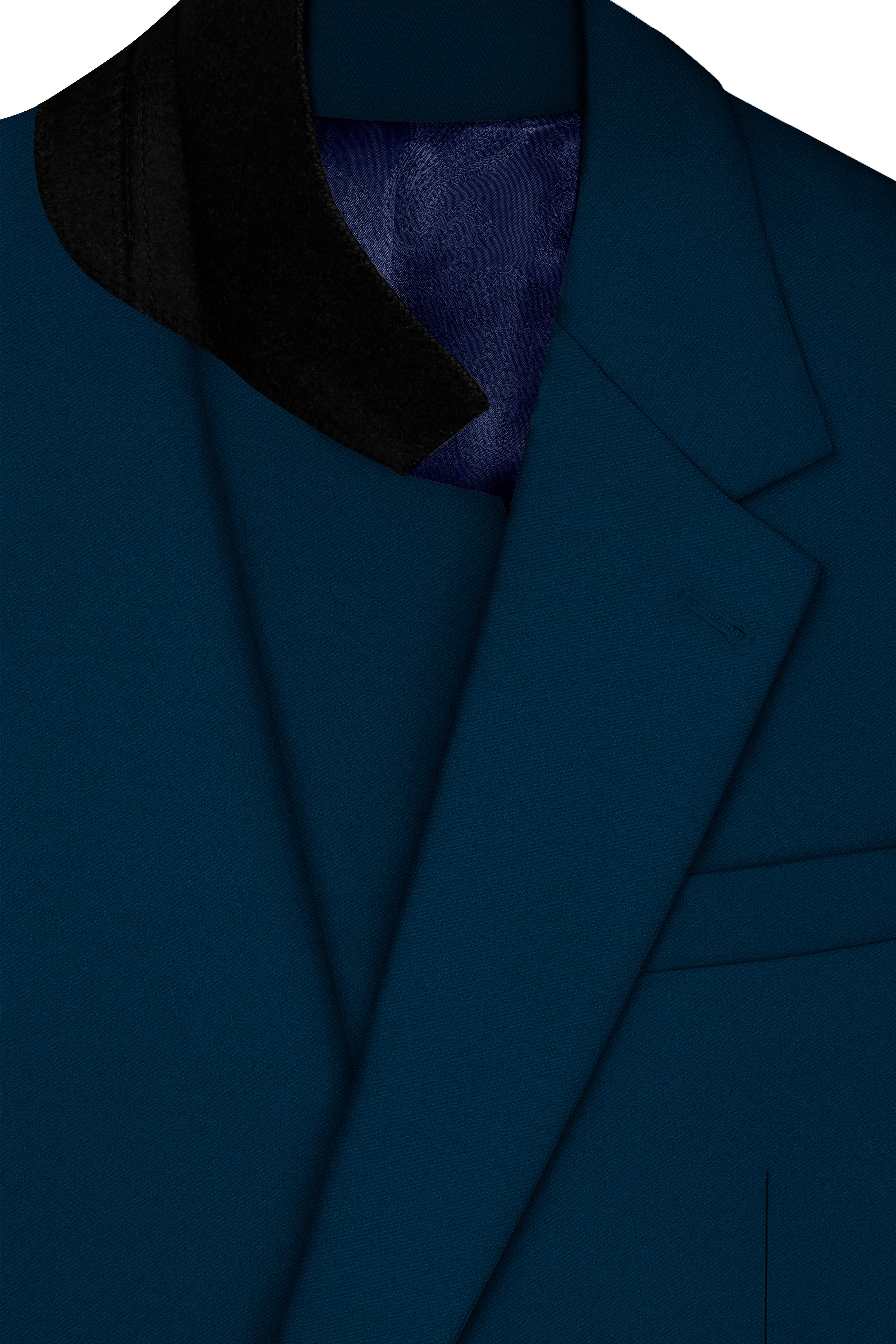 Aureblu-Korean Prussian Blue 4-Way Stretch Wool Rich Single Breasted Suit