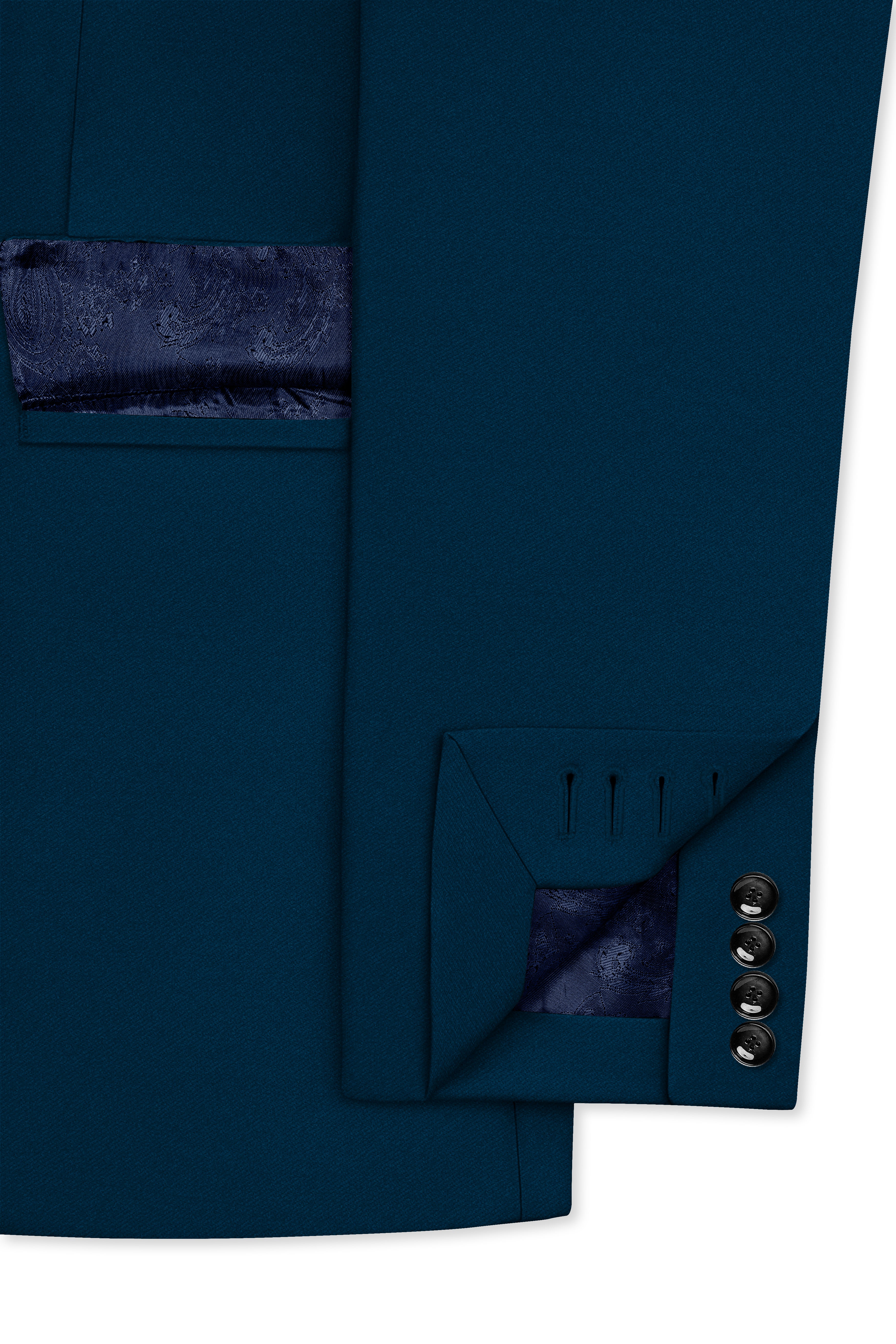 Aureblu-Korean Prussian Blue 4-Way Stretch Wrinkle-Free Wool Rich Single Breasted Suit