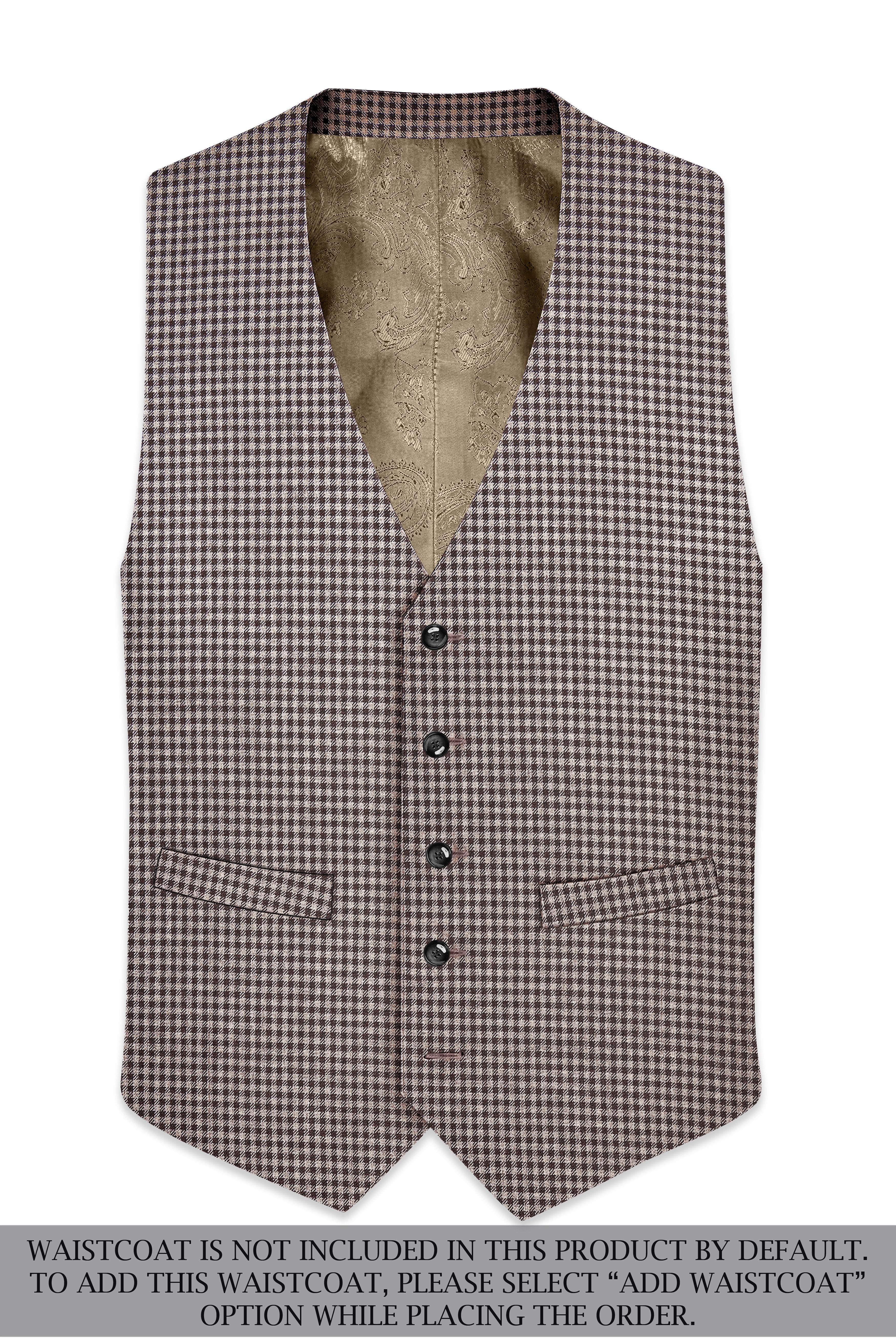 Imperium-Emperor Brown And Swiss Cream Gingham Plaid Tweed Single Breasted Sports Suit